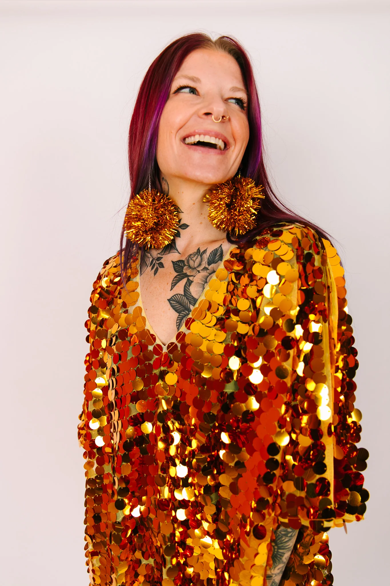 Gold Pom Pom Earrings - Image 5
