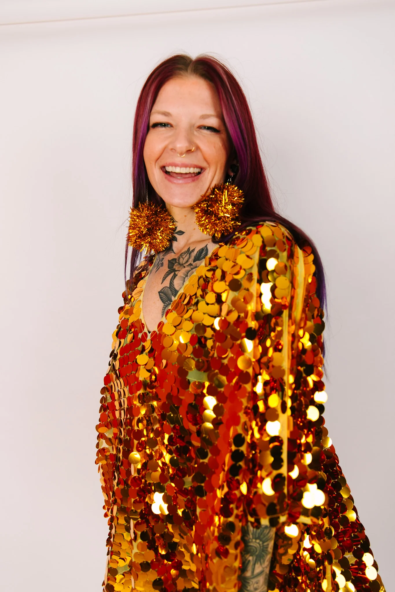 Gold Pom Pom Earrings - Image 6