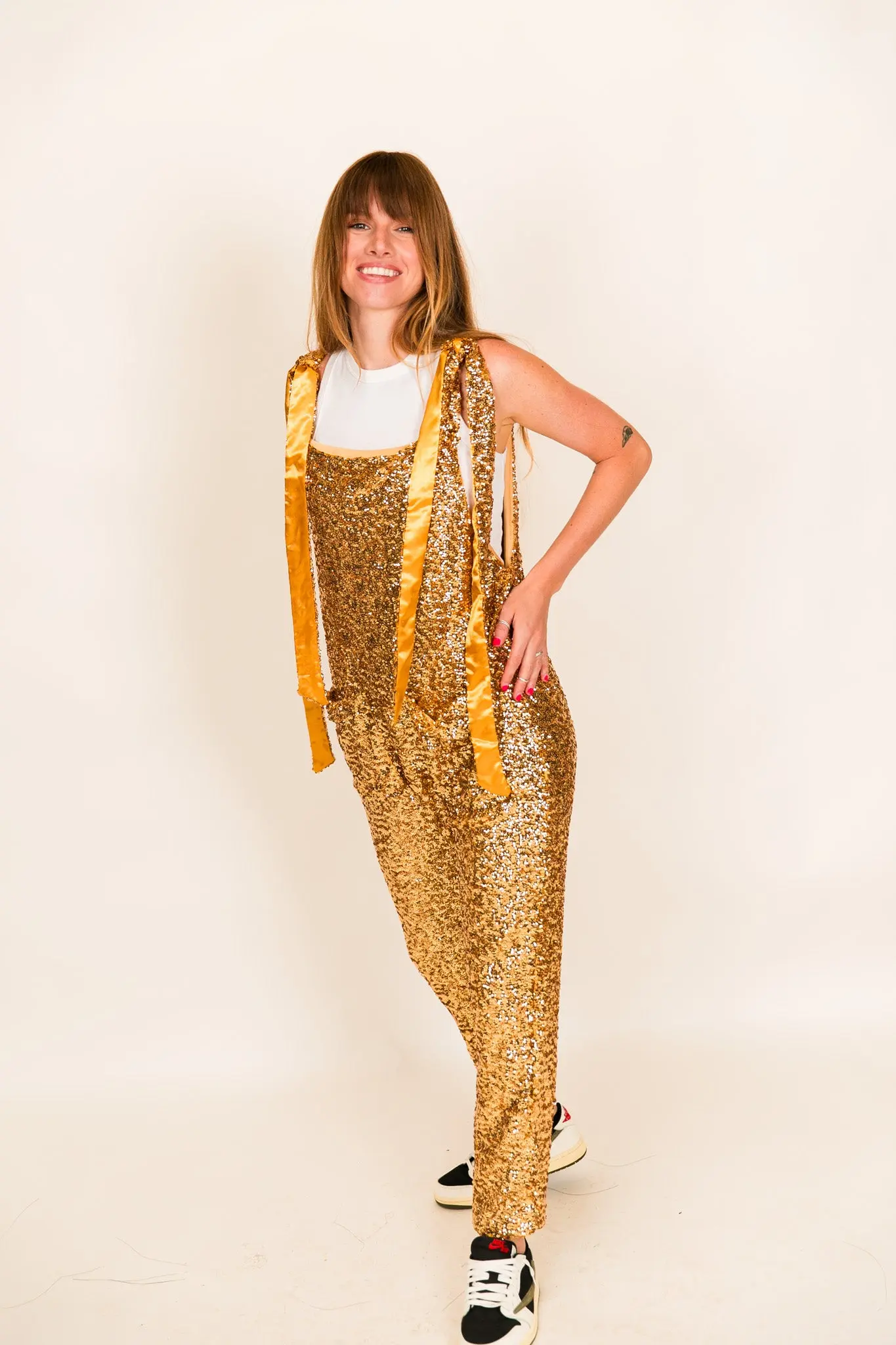 Gold Sequin Party Jumpsuit - Image 10