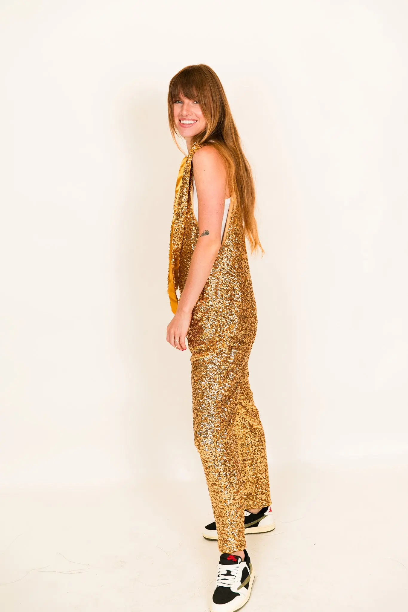 Gold Sequin Party Jumpsuit - Image 14