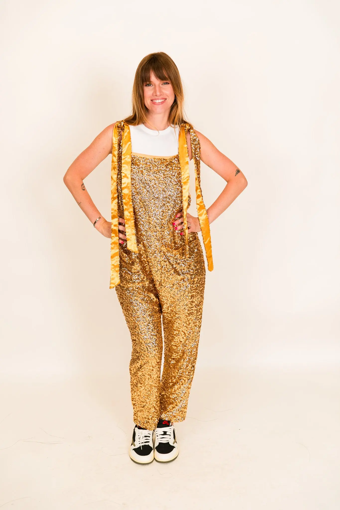 Gold Sequin Party Jumpsuit - Image 3