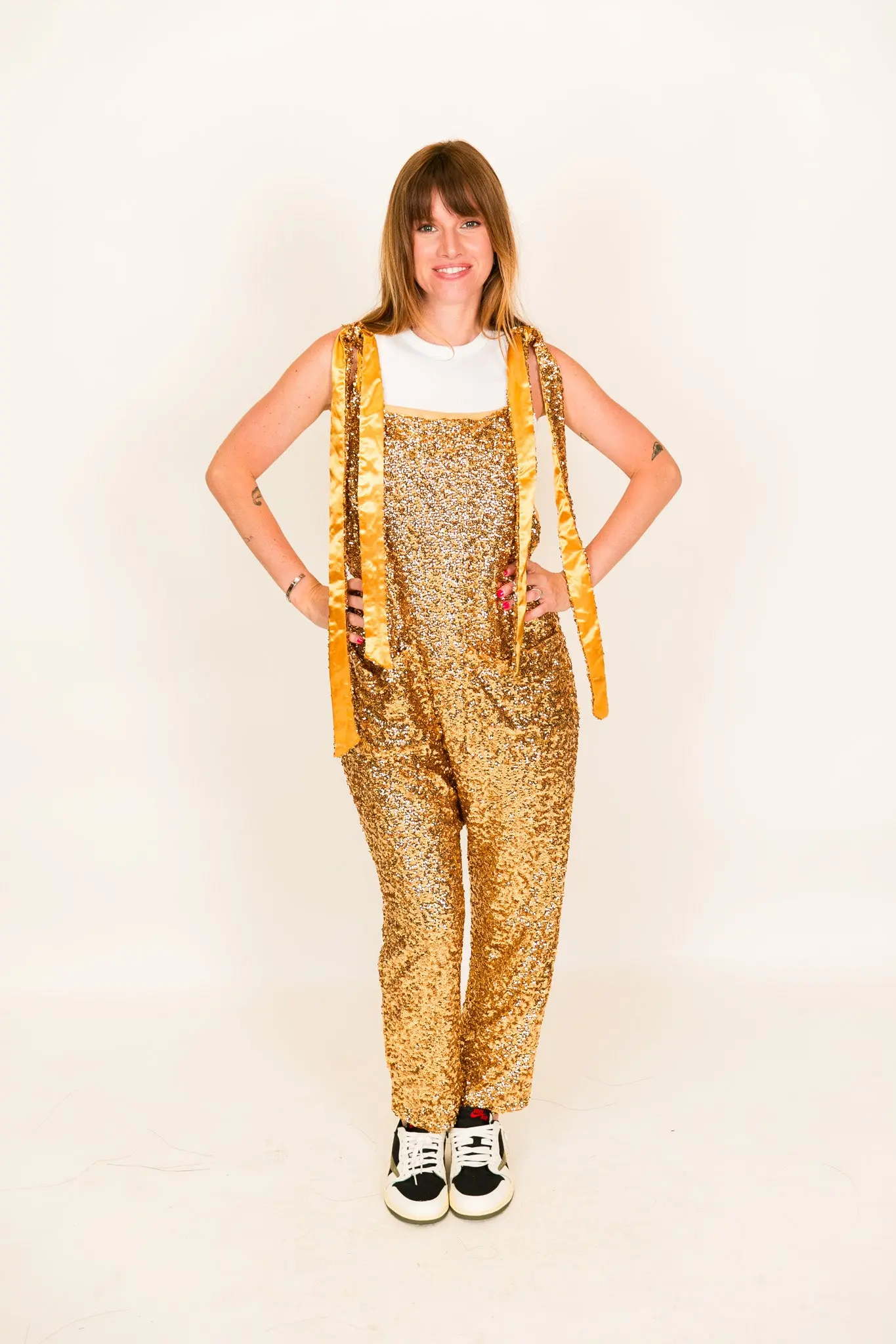 Gold Sequin Party Jumpsuit - Image 9