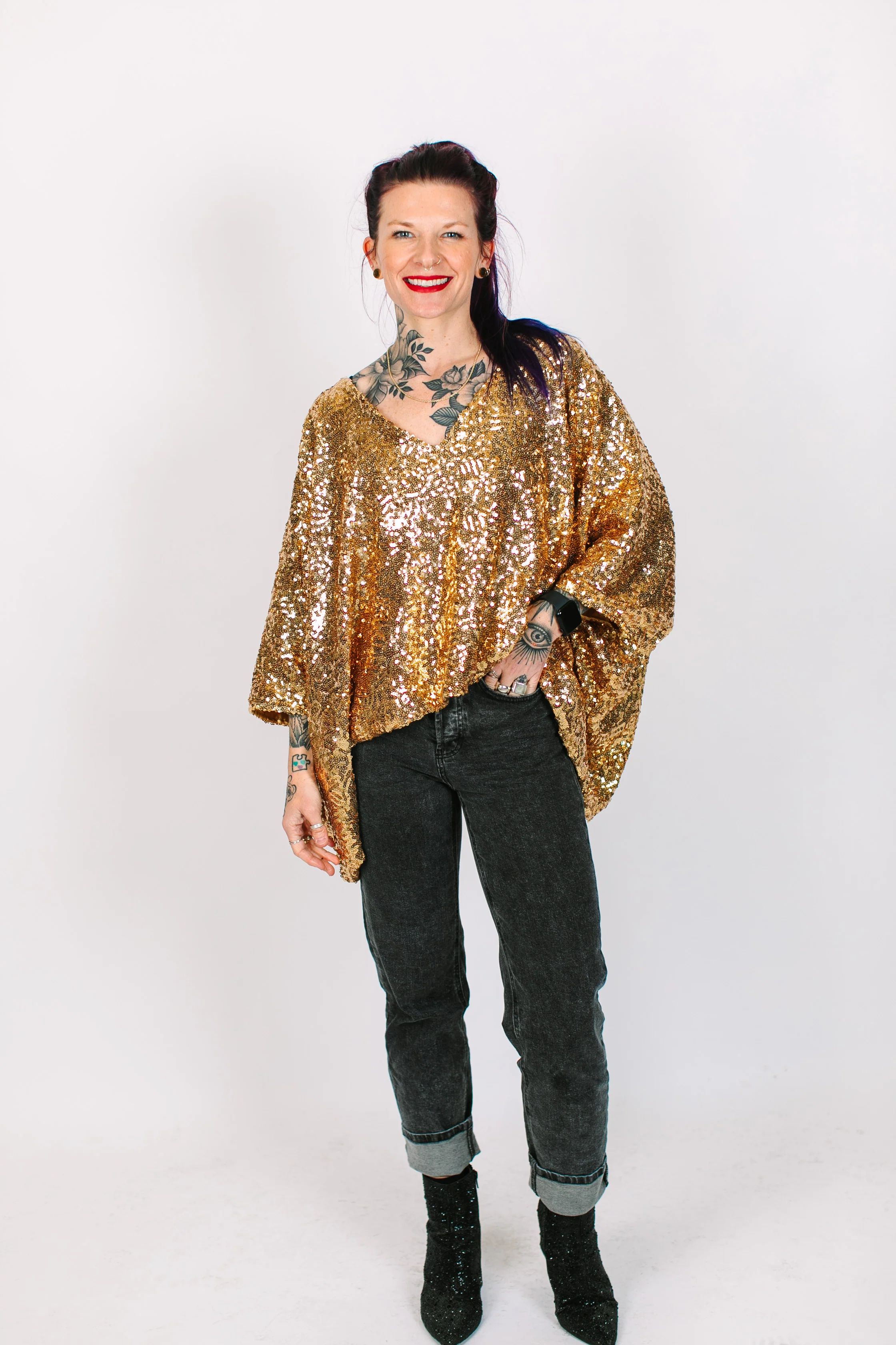 Gold Sequin Tunic Satin Lined