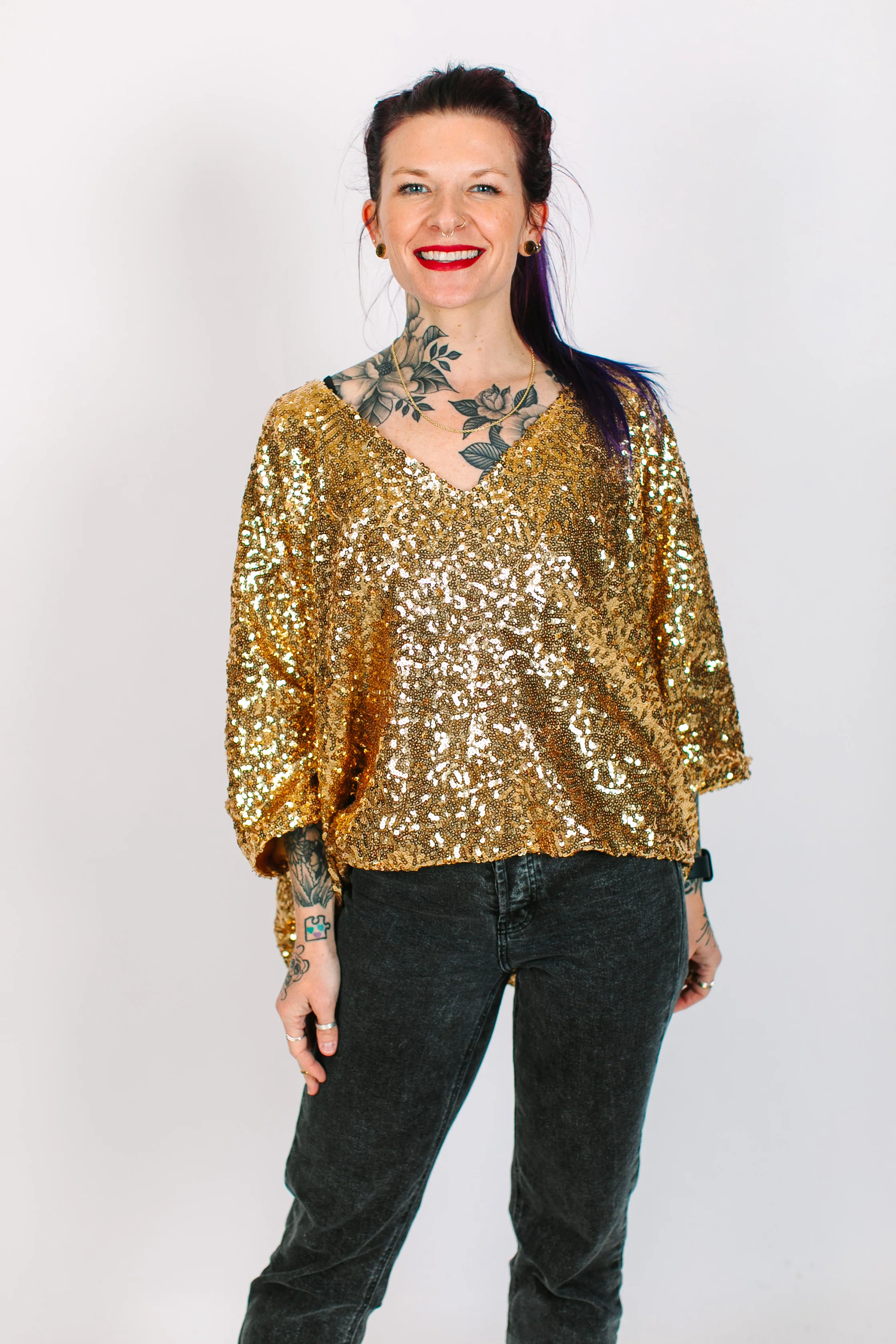 Gold Sequin Tunic Satin Lined - Image 2
