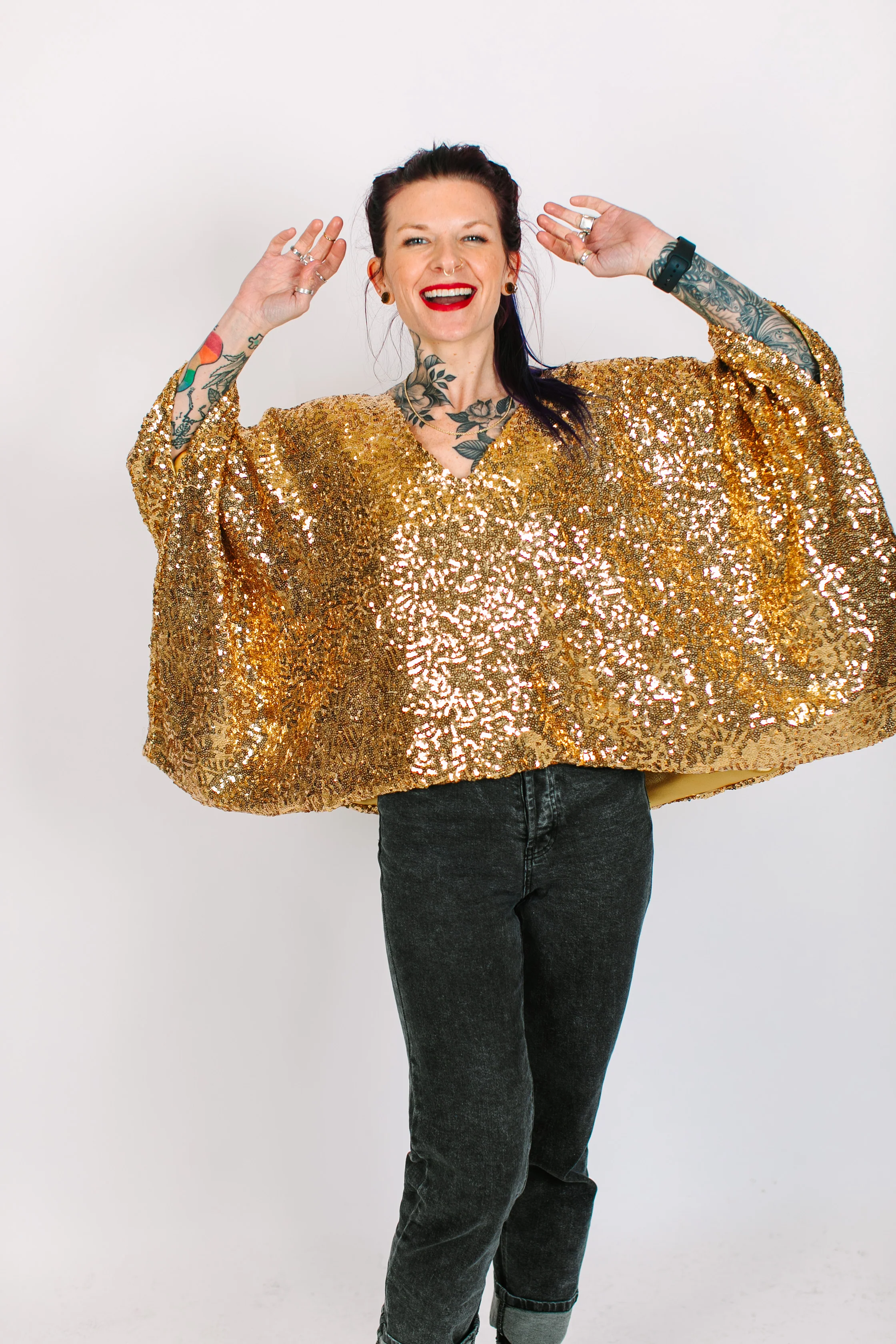 Gold Sequin Tunic Satin Lined - Image 4
