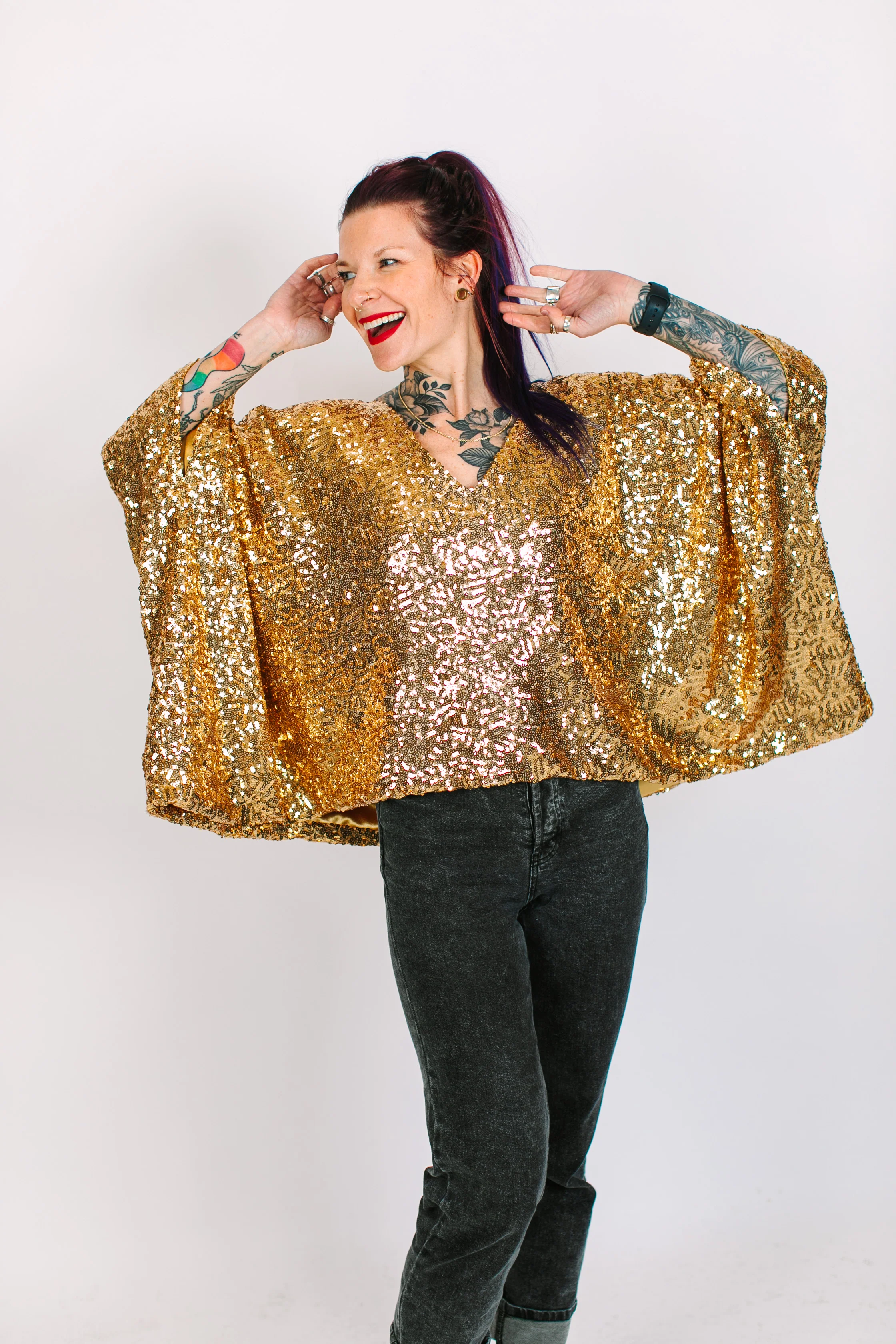 Gold Sequin Tunic Satin Lined - Image 5