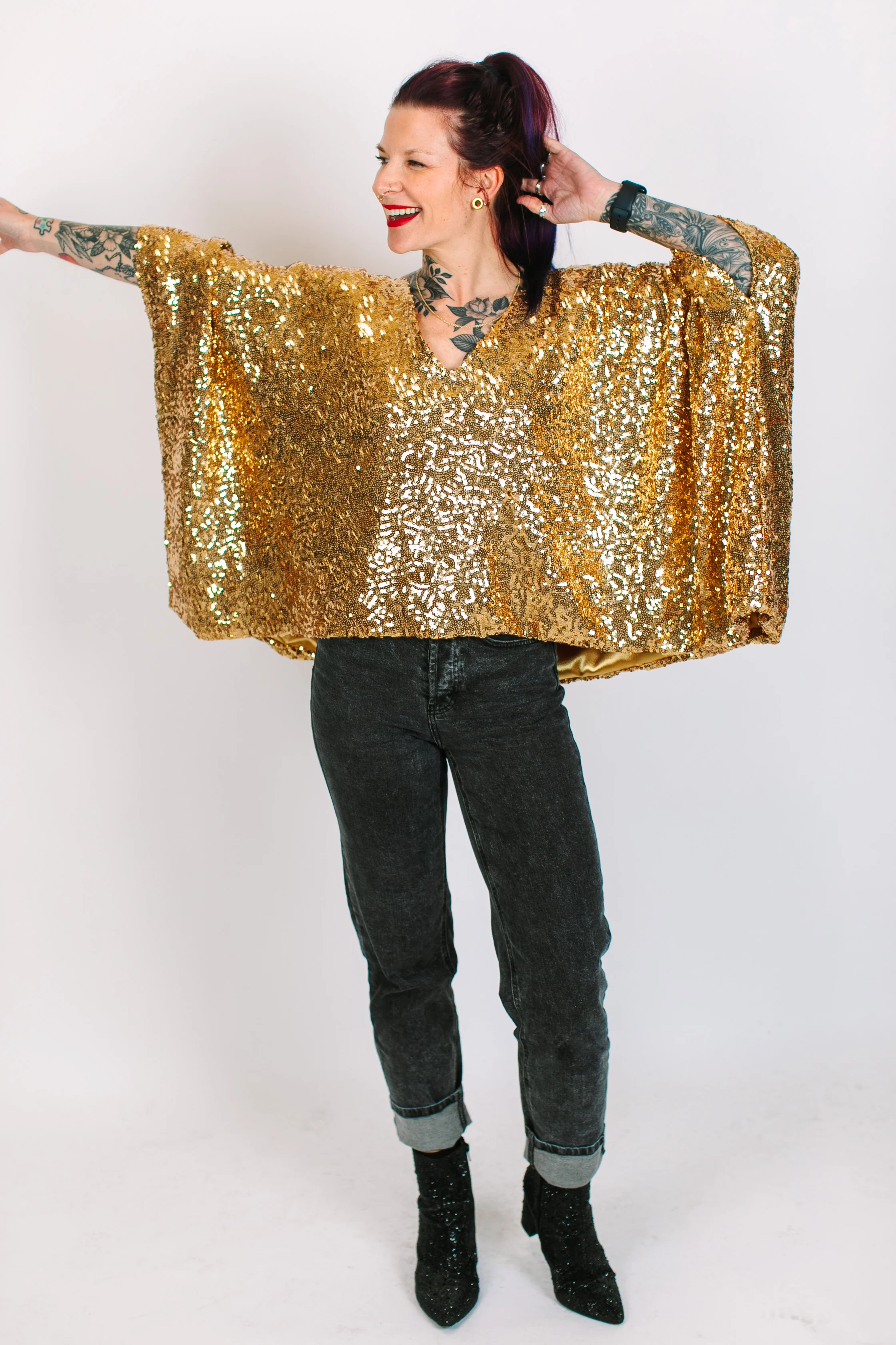 Gold Sequin Tunic Satin Lined - Image 6