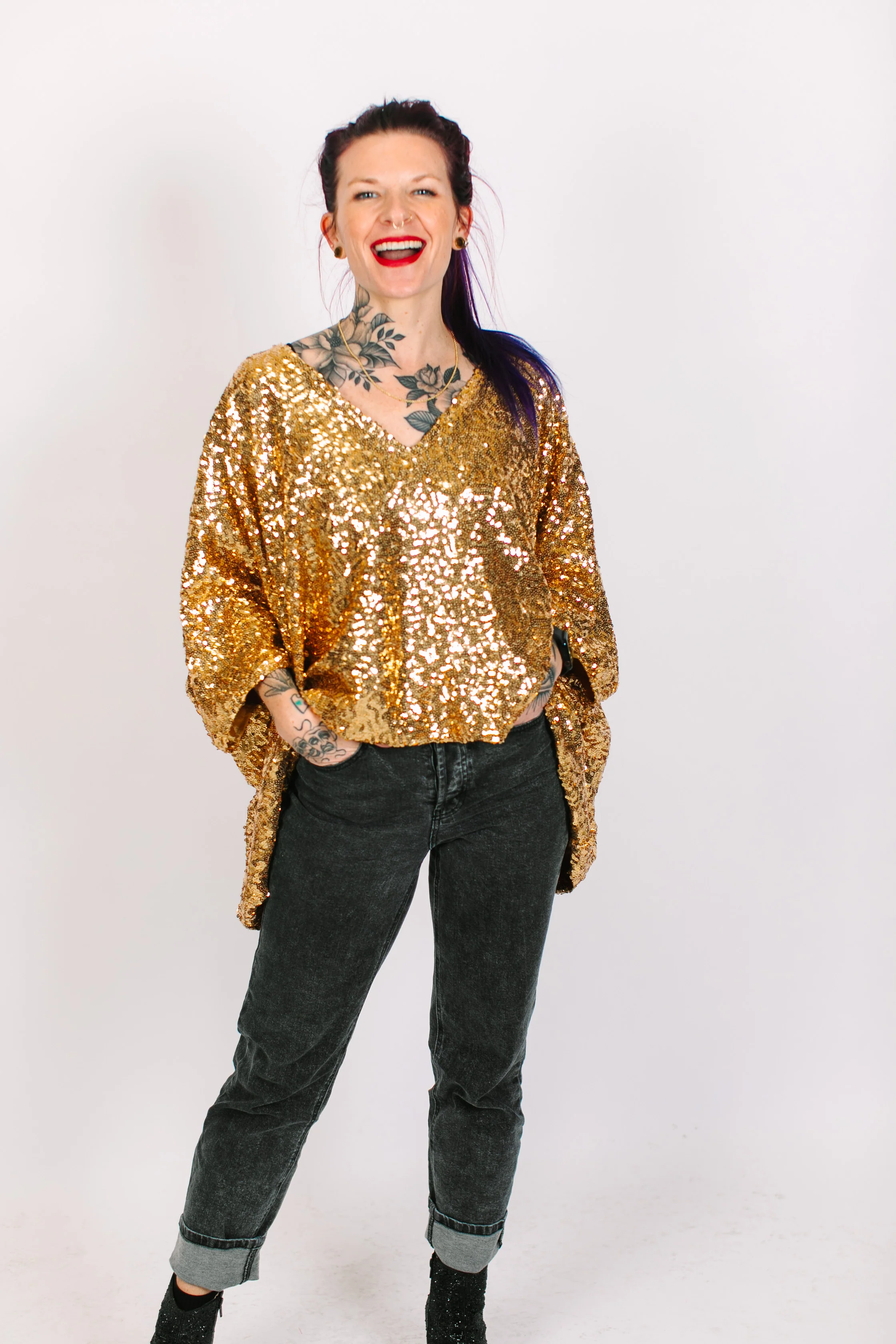 Gold Sequin Tunic Satin Lined - Image 7