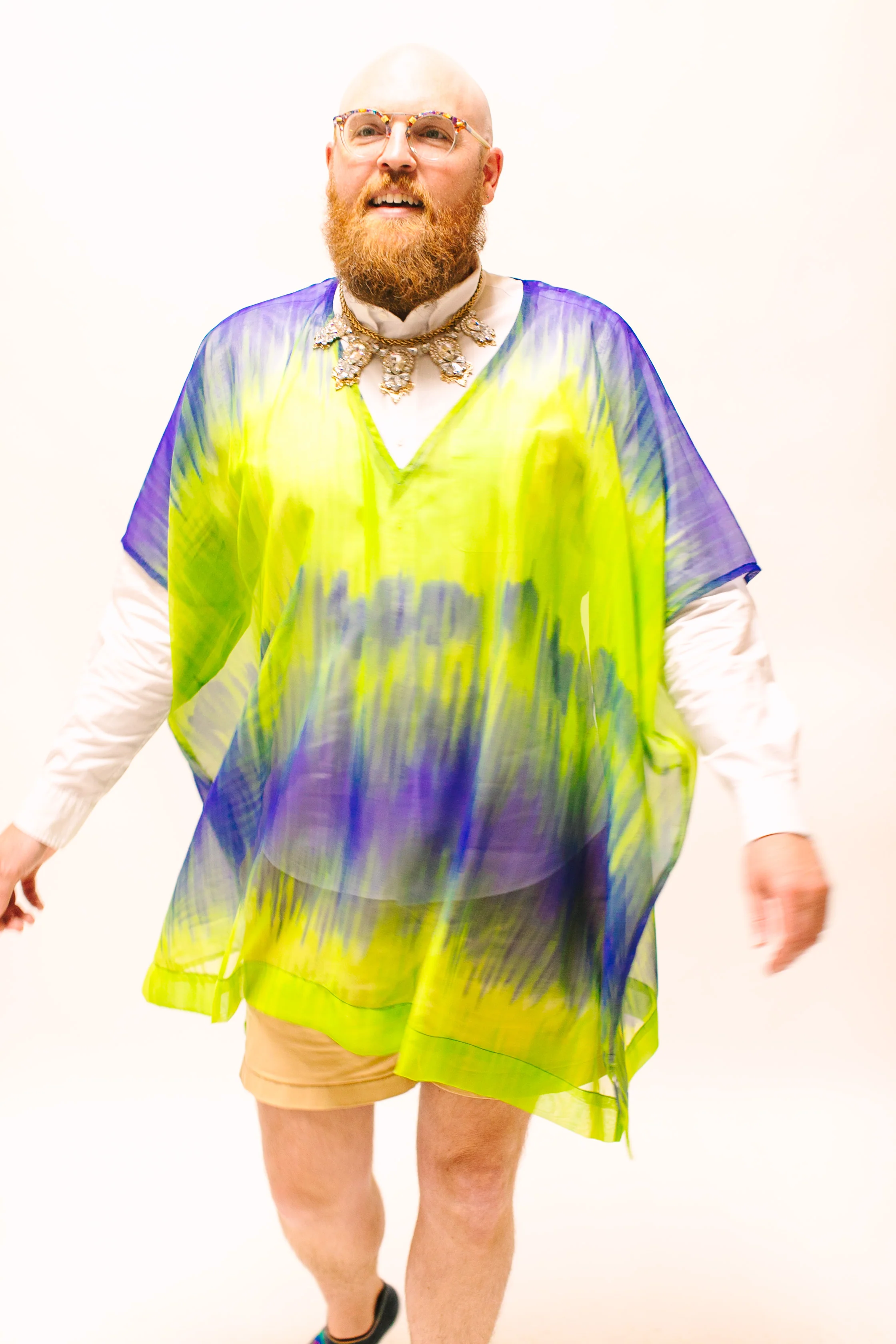 Green & Blue Tie Dye Sheer Short Caftan - Image 7