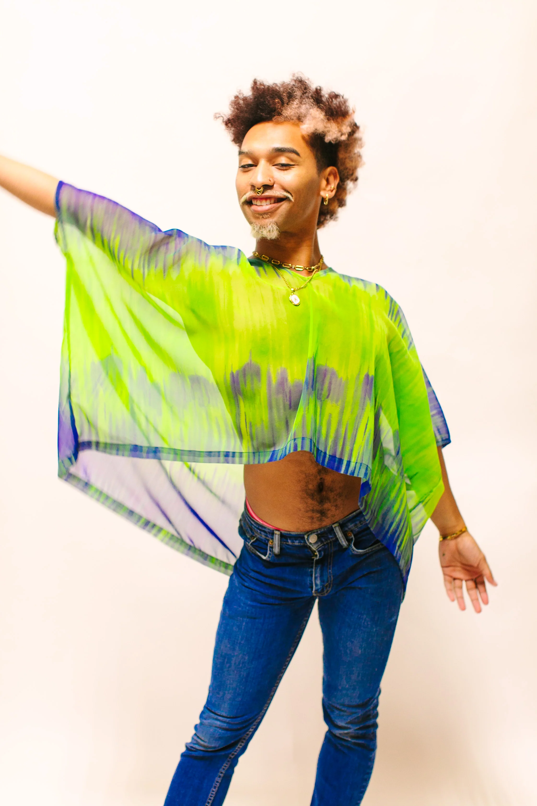 Green & Blue Tie Dye Sheer Tunic - Image 10