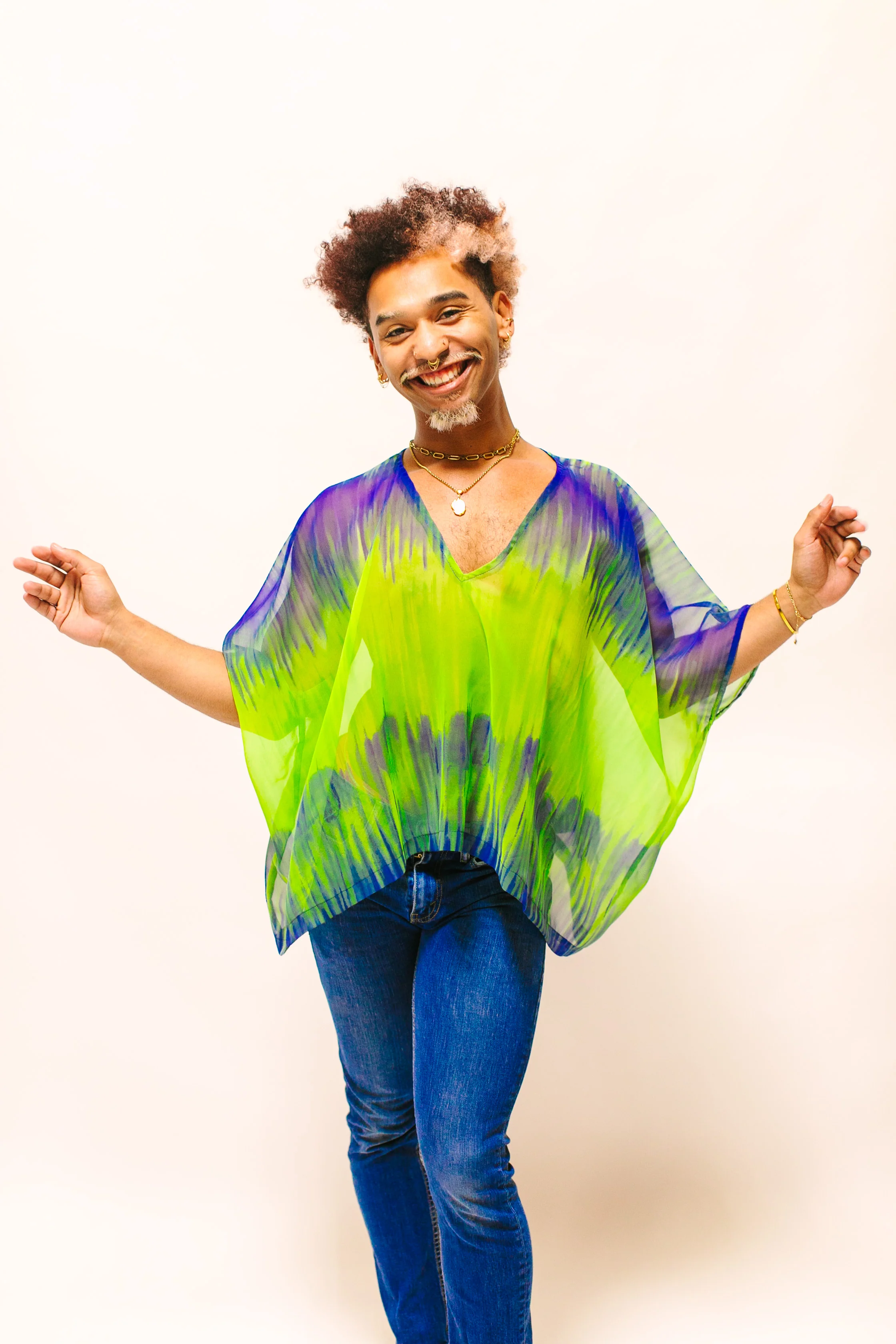 Green & Blue Tie Dye Sheer Tunic - Image 2