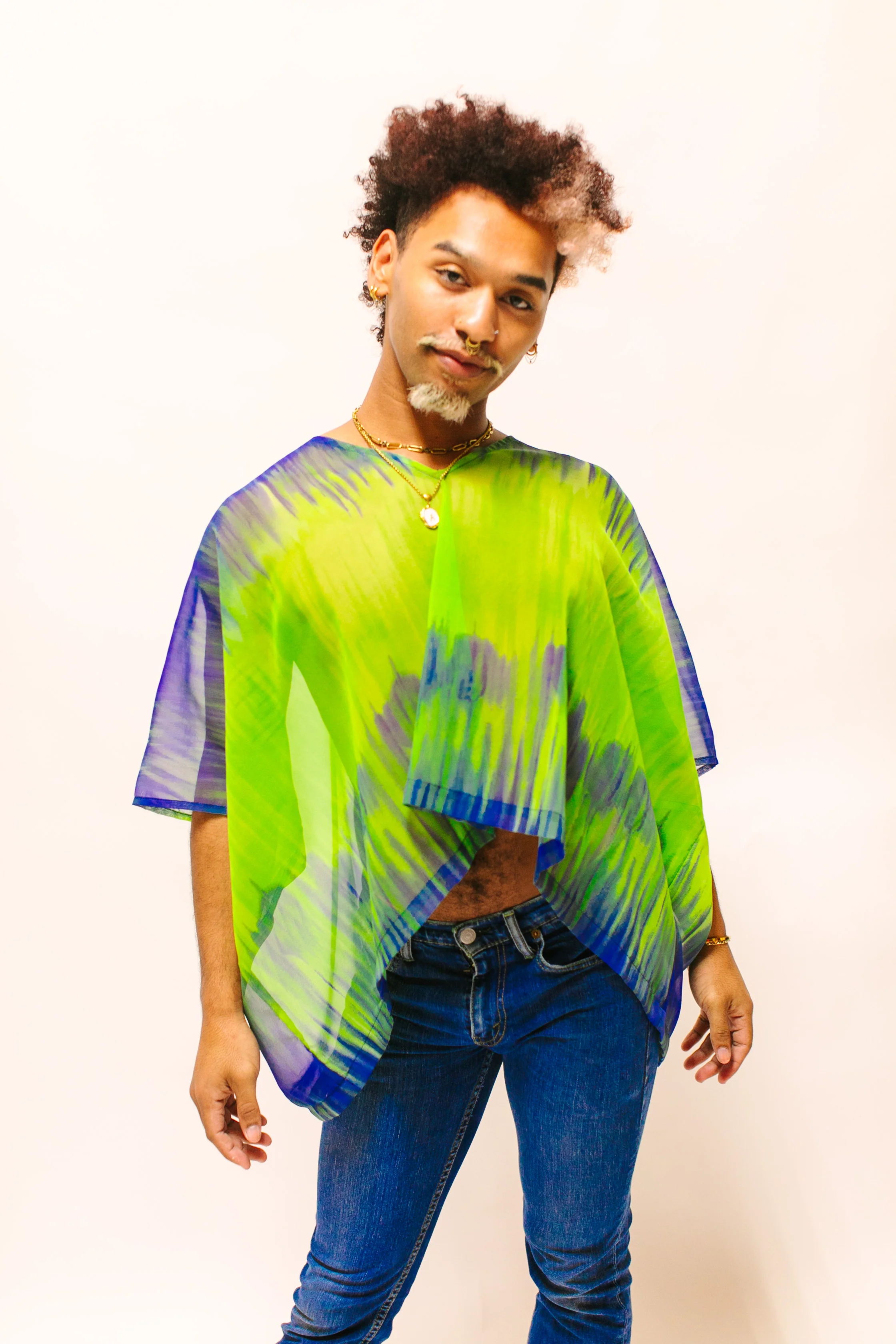 Green & Blue Tie Dye Sheer Tunic - Image 3