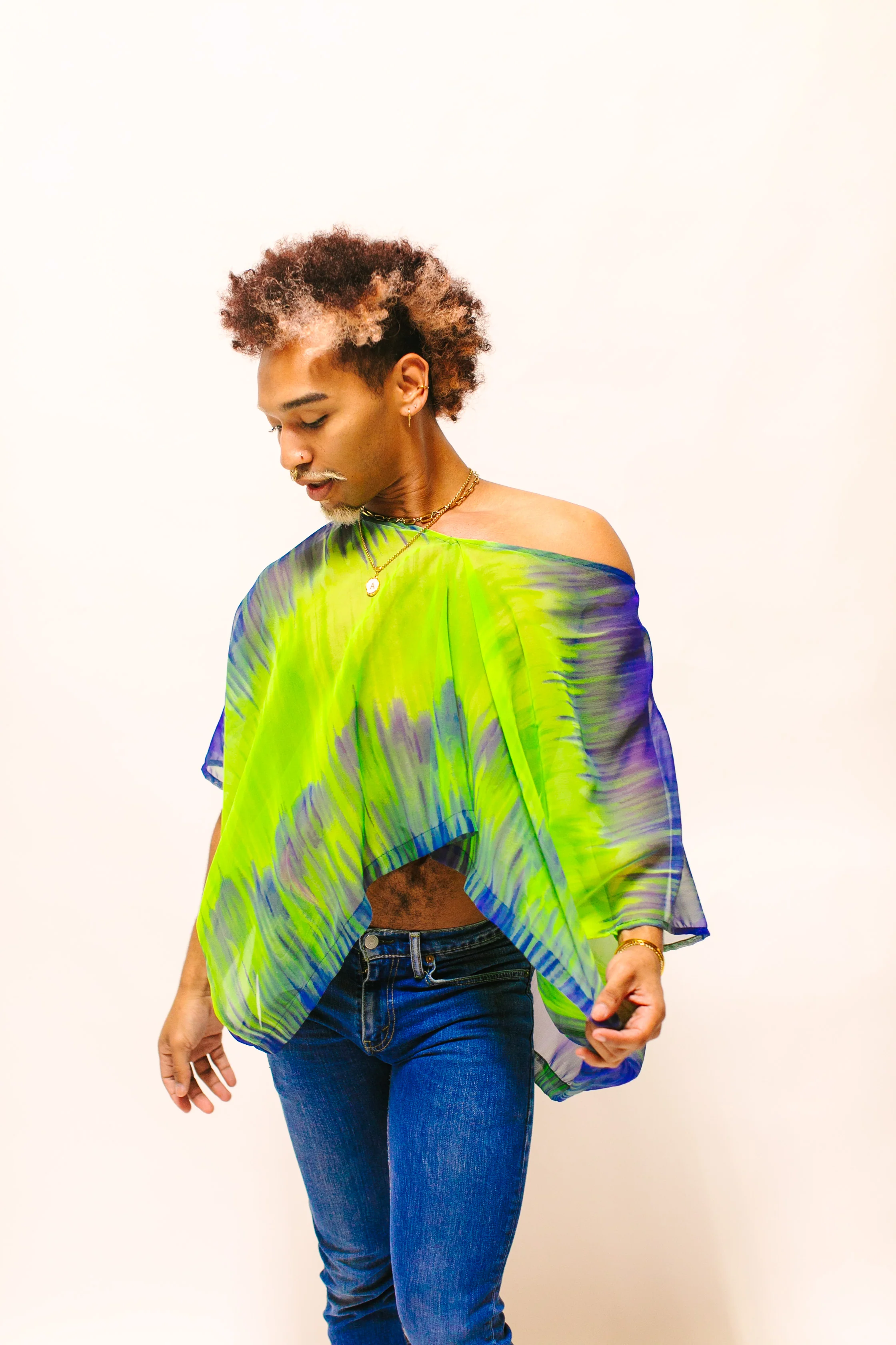 Green & Blue Tie Dye Sheer Tunic - Image 4