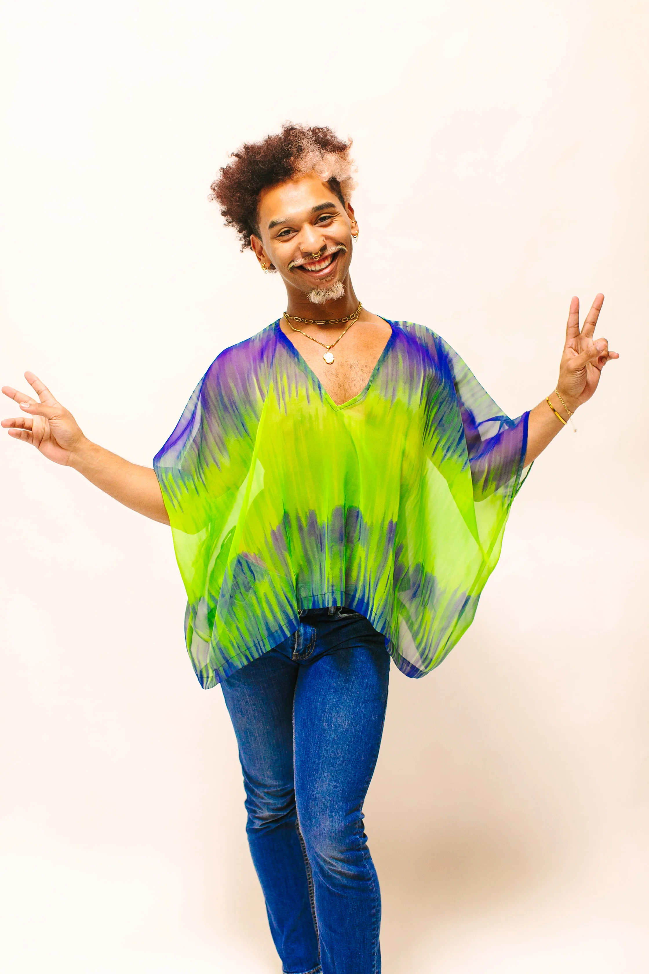 Green & Blue Tie Dye Sheer Tunic - Image 5