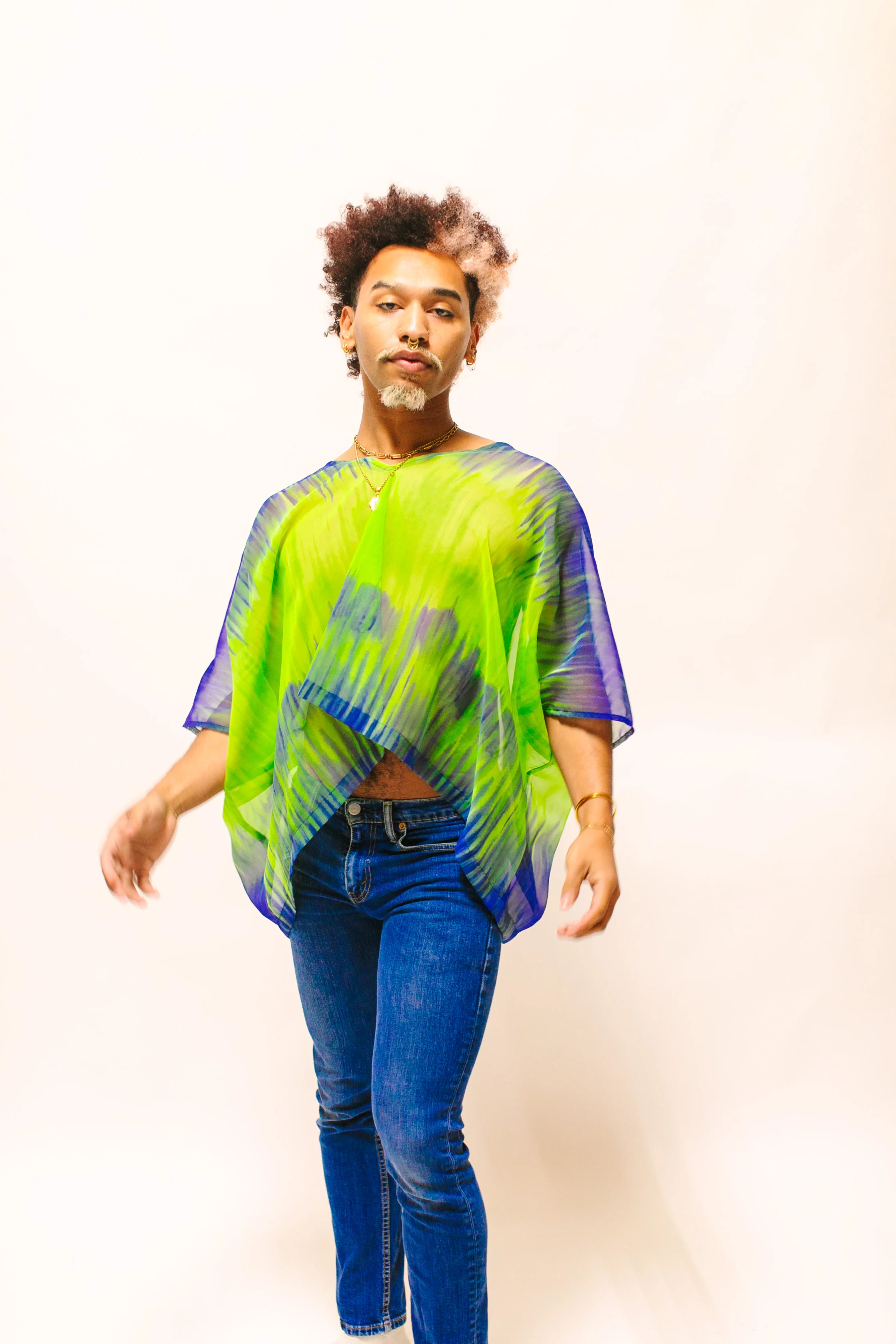 Green & Blue Tie Dye Sheer Tunic - Image 6