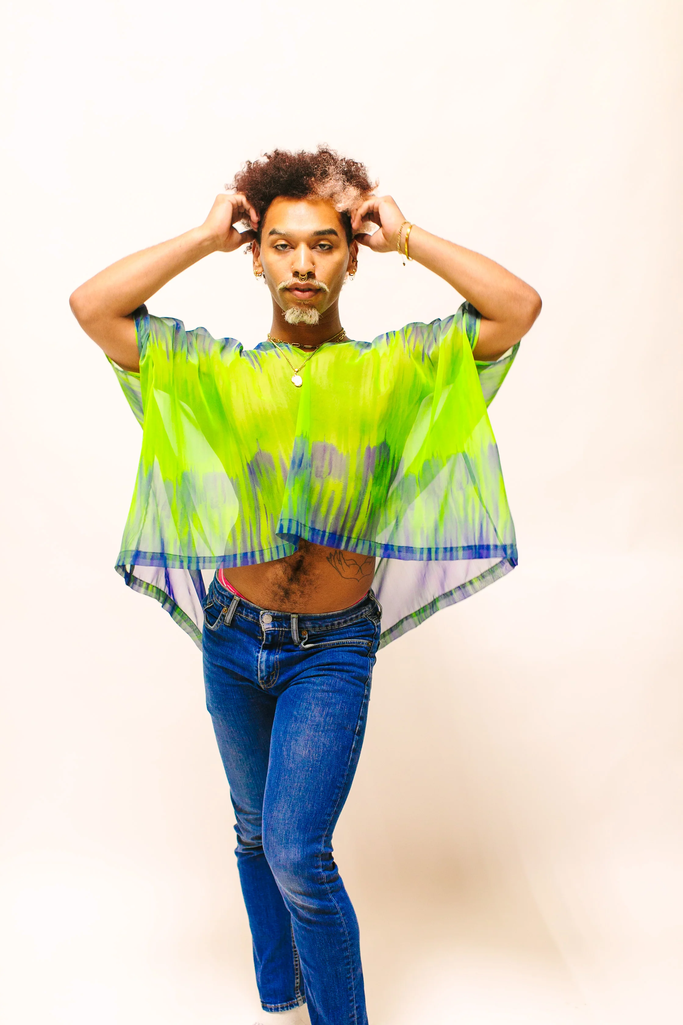 Green & Blue Tie Dye Sheer Tunic - Image 7