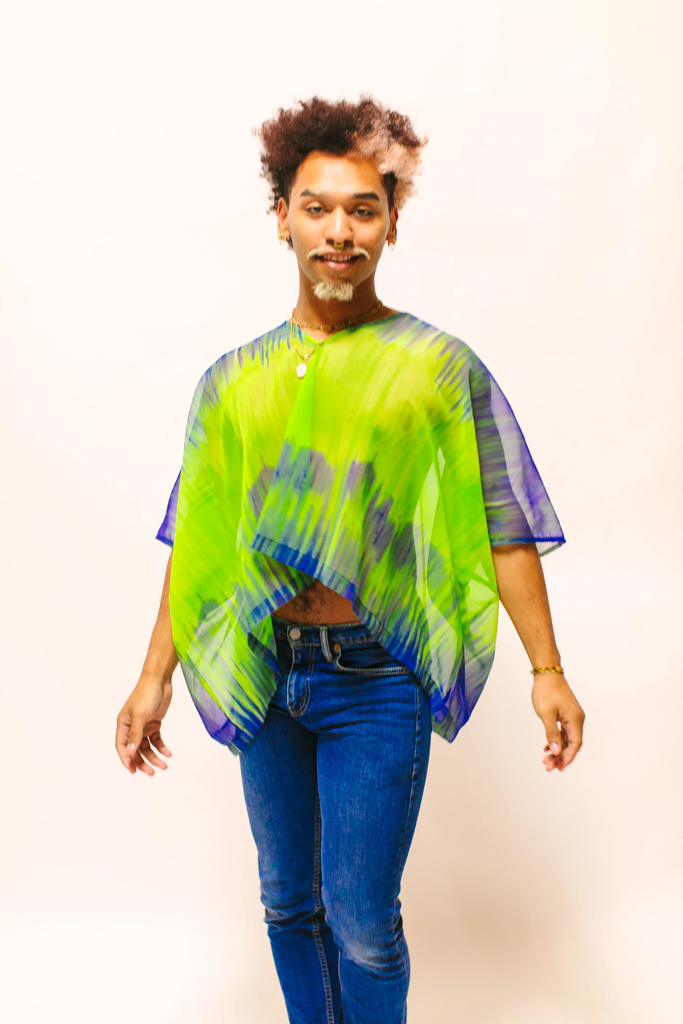 Green & Blue Tie Dye Sheer Tunic - Image 8
