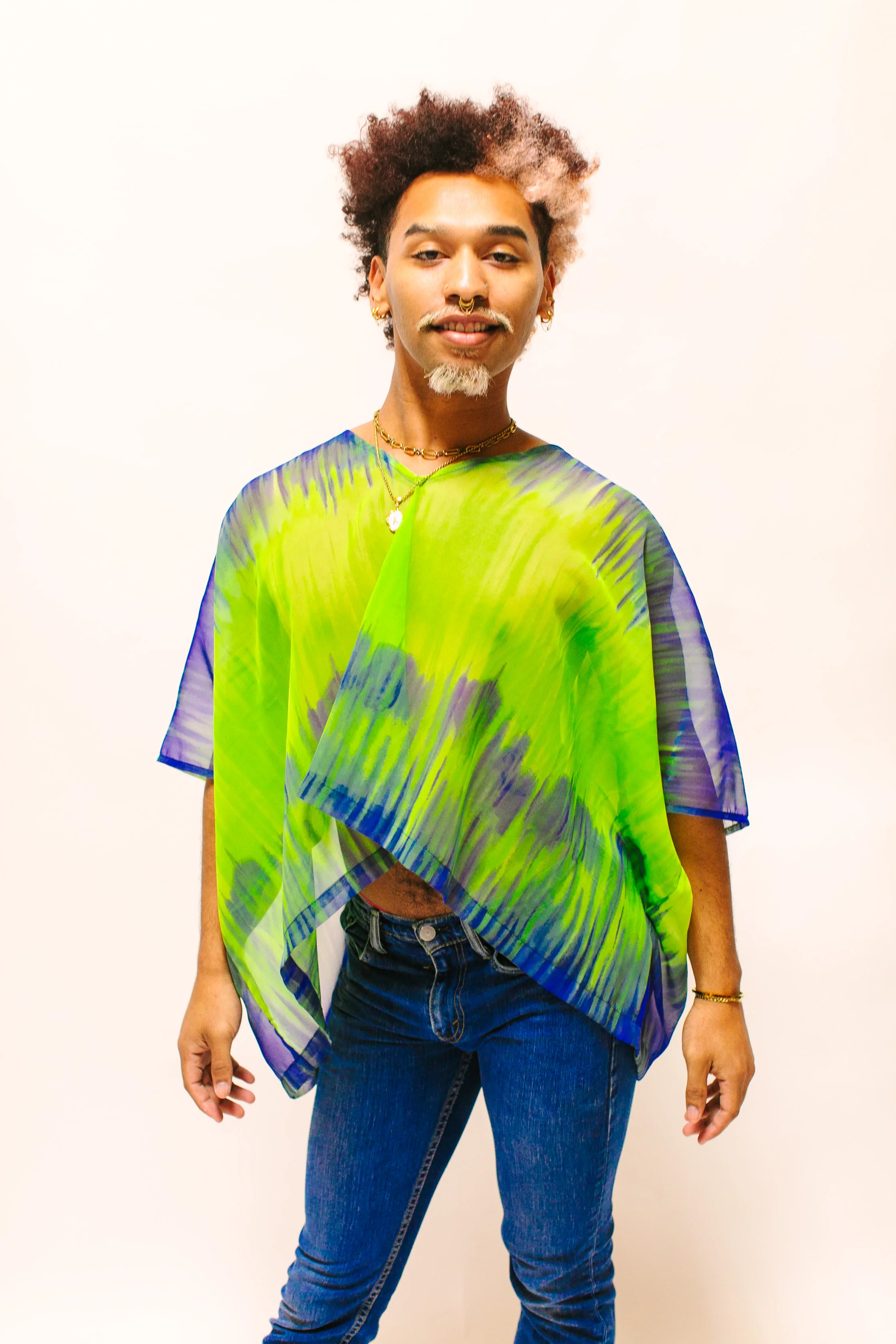 Green & Blue Tie Dye Sheer Tunic - Image 9