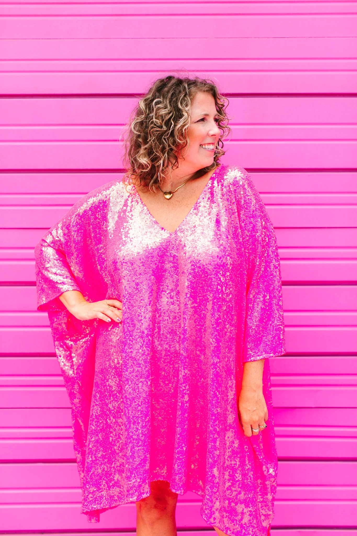 Pink Sequin Short Caftan - Image 10