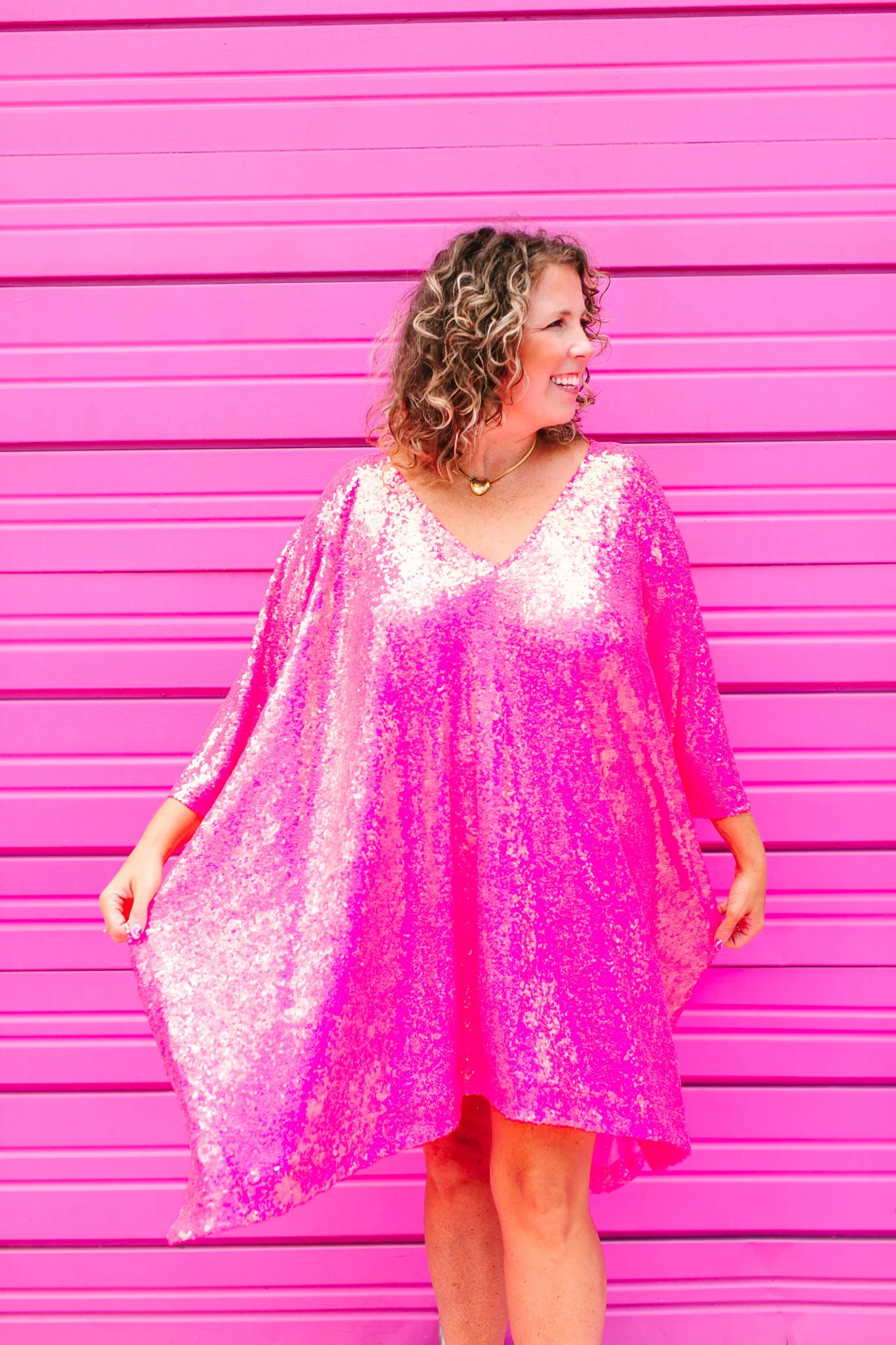 Pink Sequin Short Caftan - Image 2