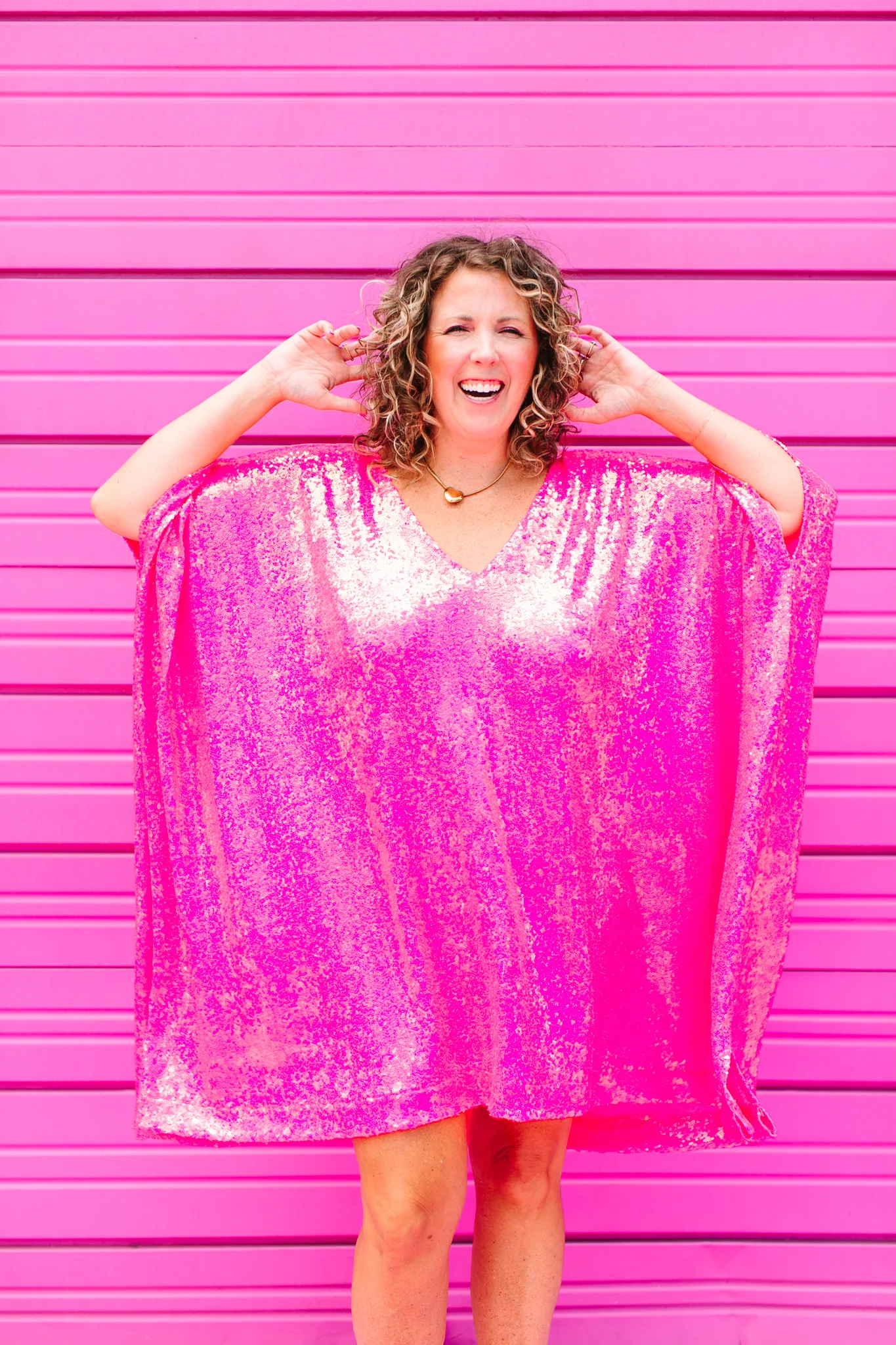 Pink Sequin Short Caftan - Image 3