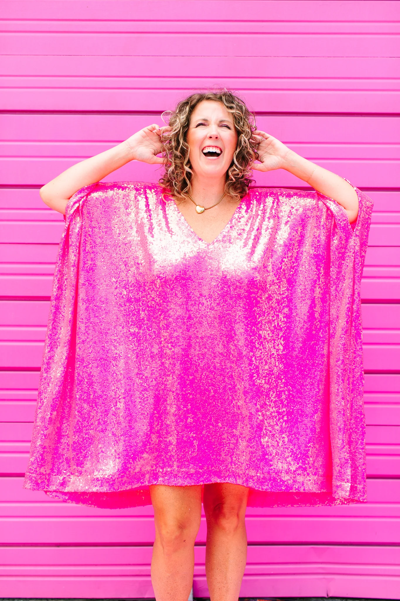 Pink Sequin Short Caftan - Image 4