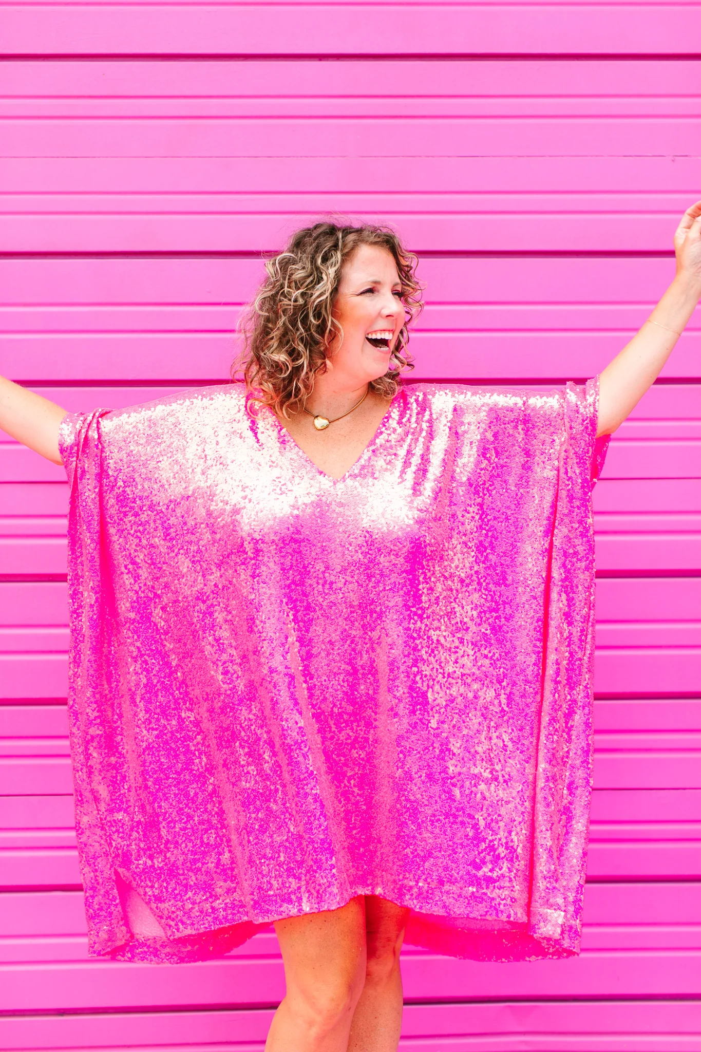 Pink Sequin Short Caftan - Image 5