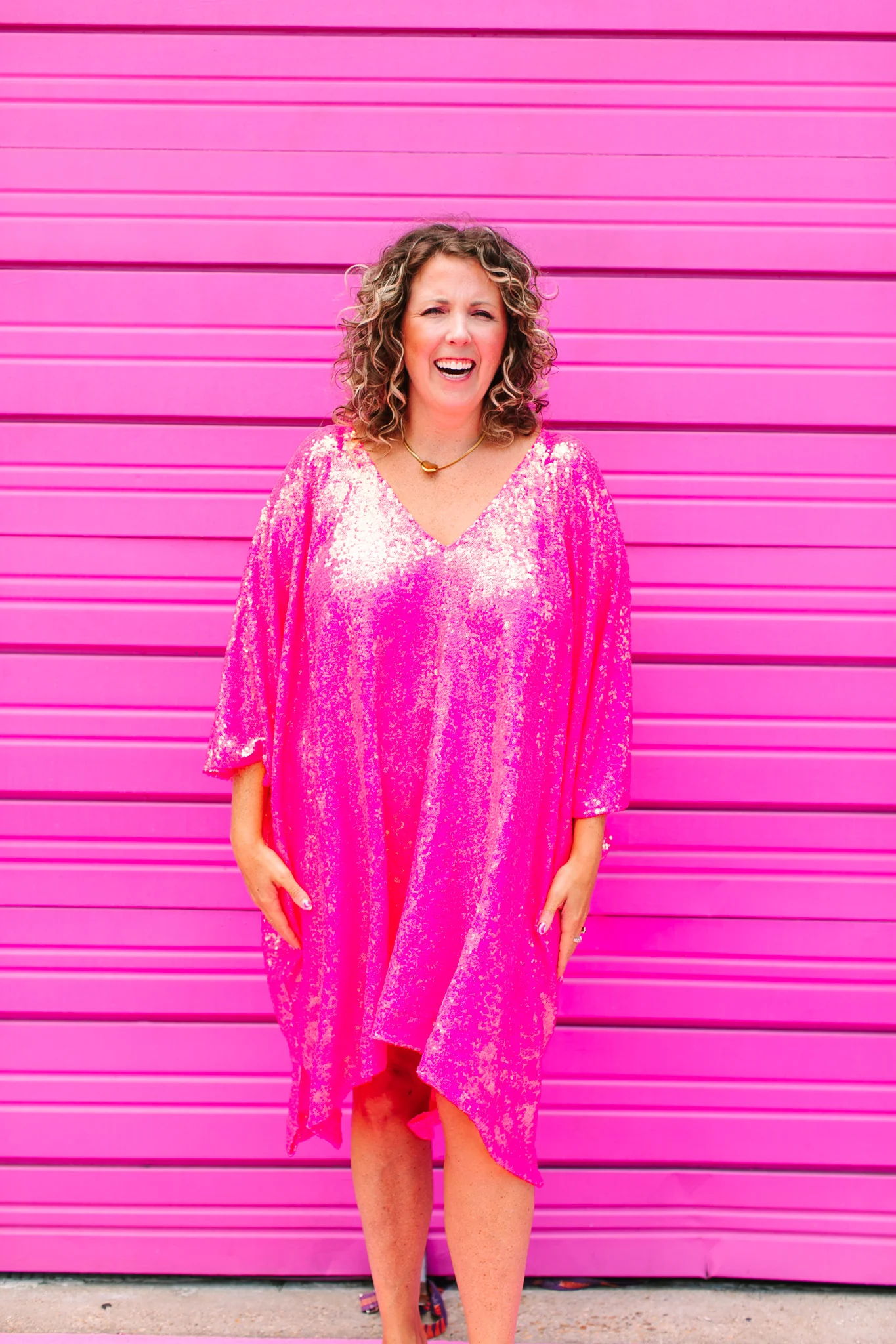Pink Sequin Short Caftan - Image 6