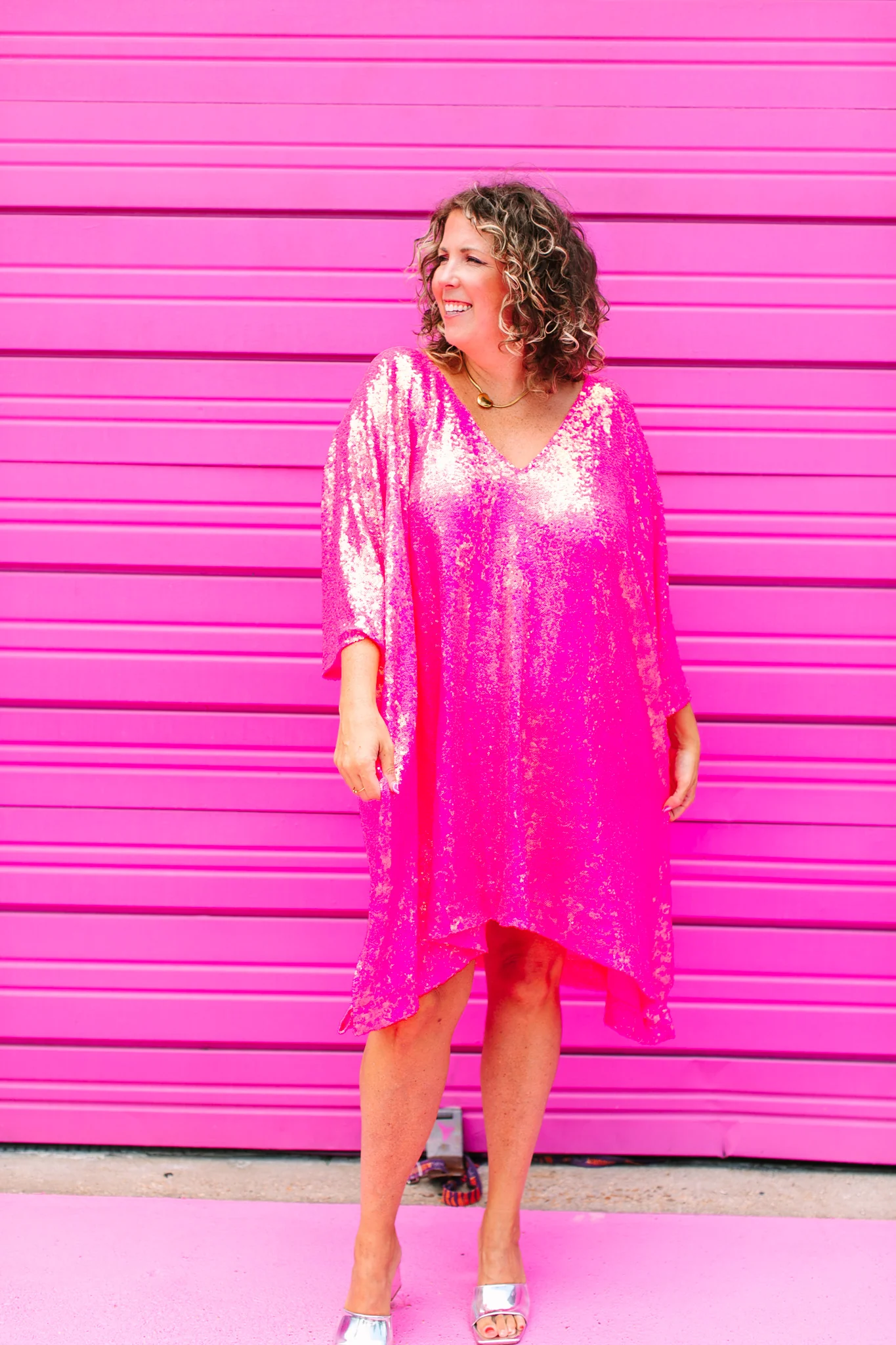 Pink Sequin Short Caftan - Image 7