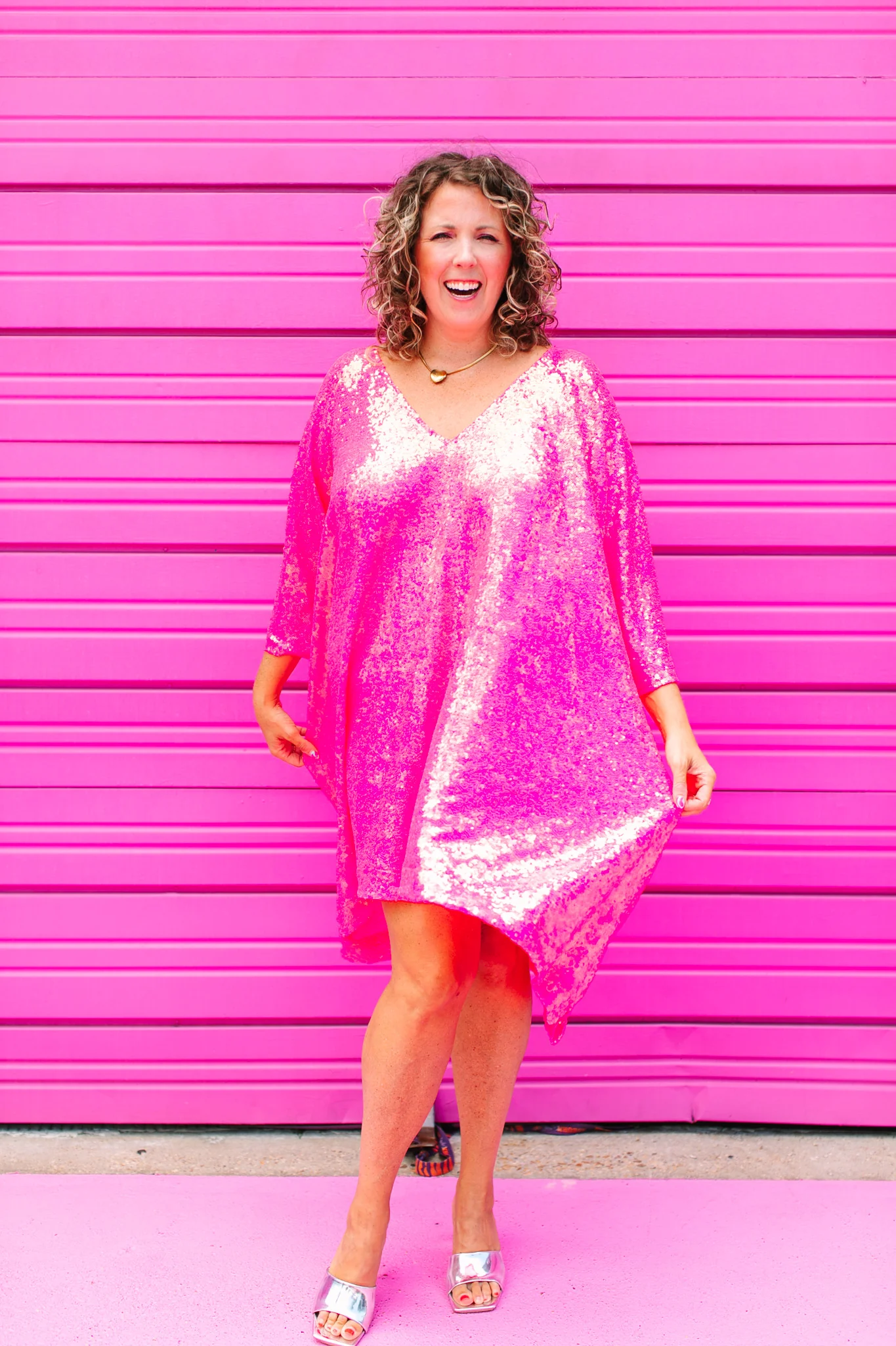 Pink Sequin Short Caftan - Image 8