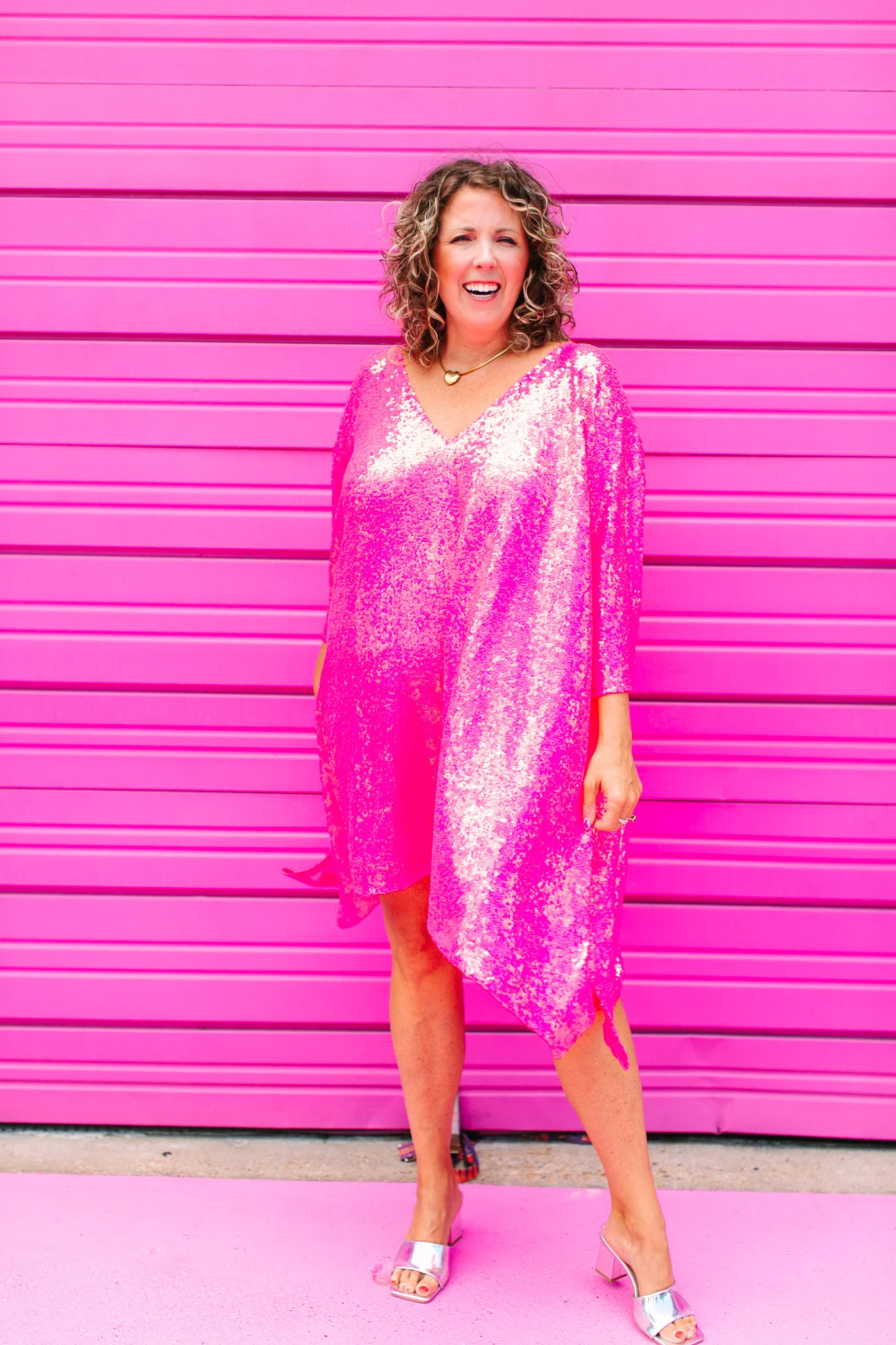 Pink Sequin Short Caftan - Image 9