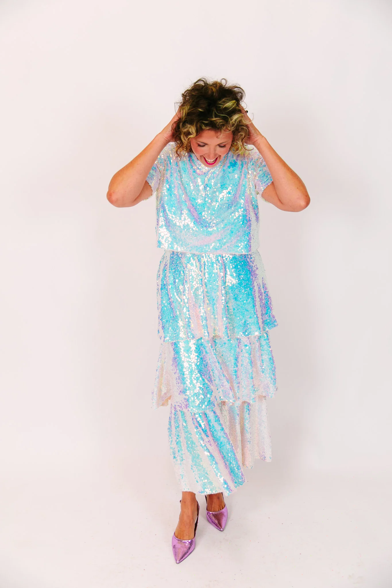 Iridescent 3-Tiered Sequin Skirt - Image 2