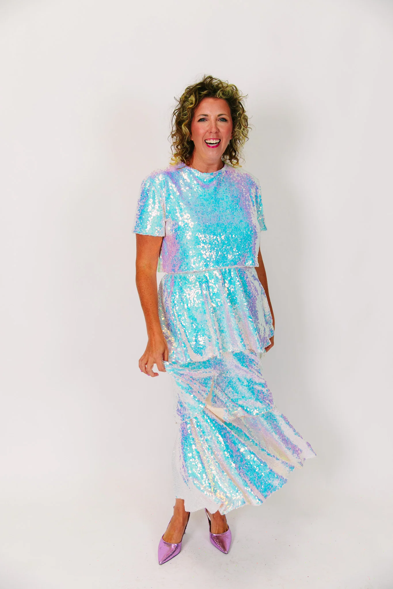 Iridescent 3-Tiered Sequin Skirt - Image 3