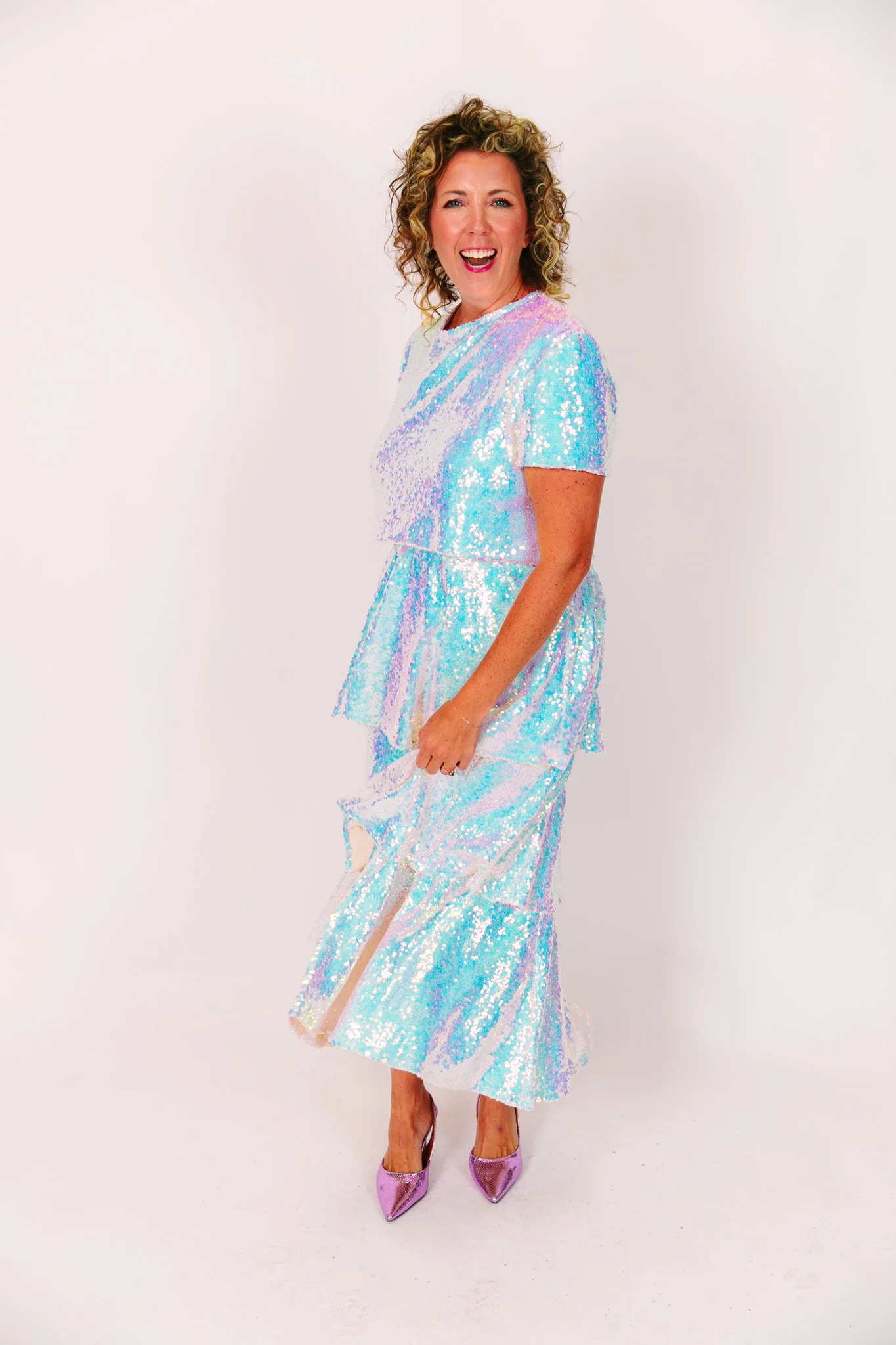 Iridescent 3-Tiered Sequin Skirt - Image 4