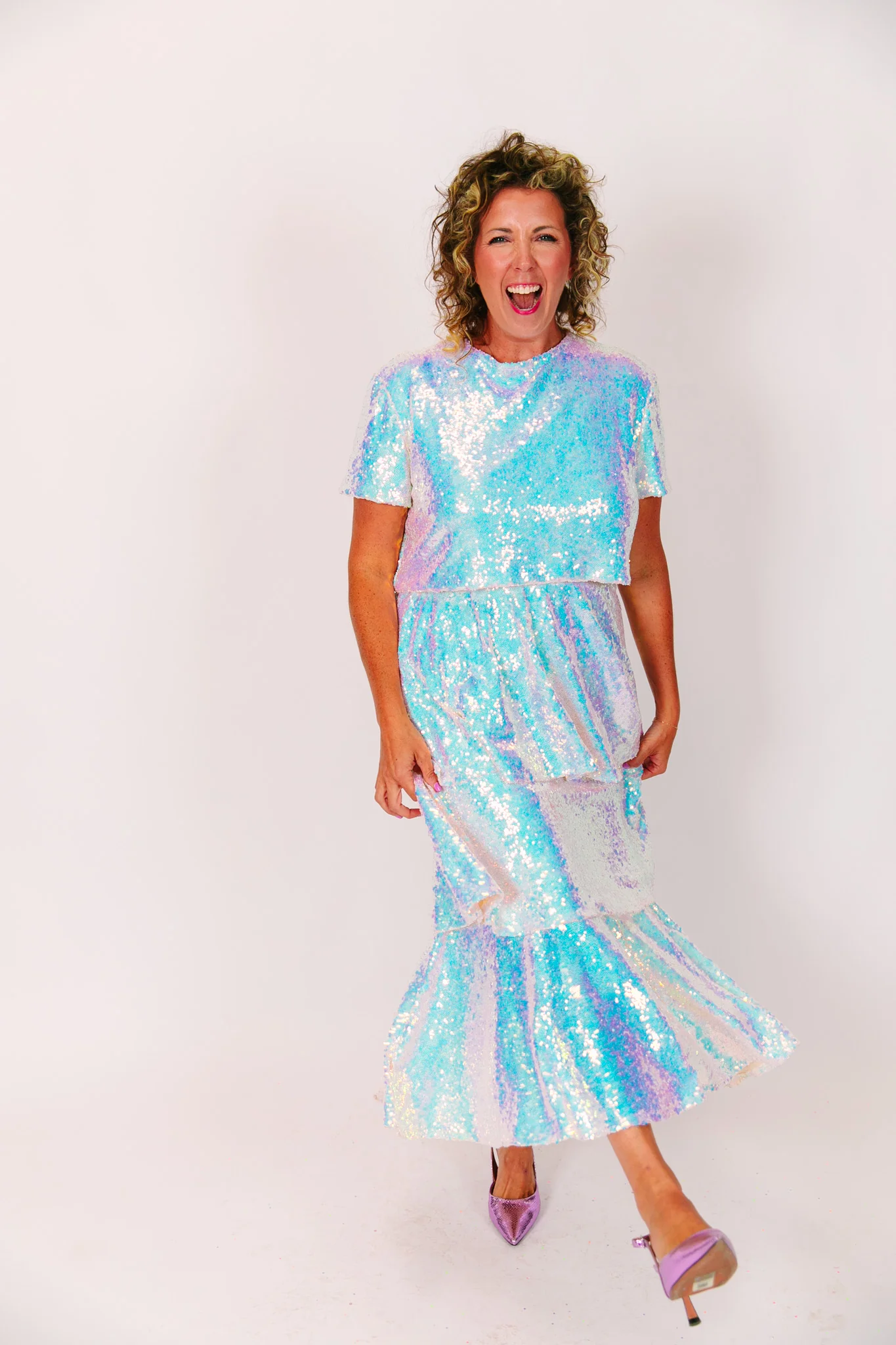 Iridescent 3-Tiered Sequin Skirt - Image 5
