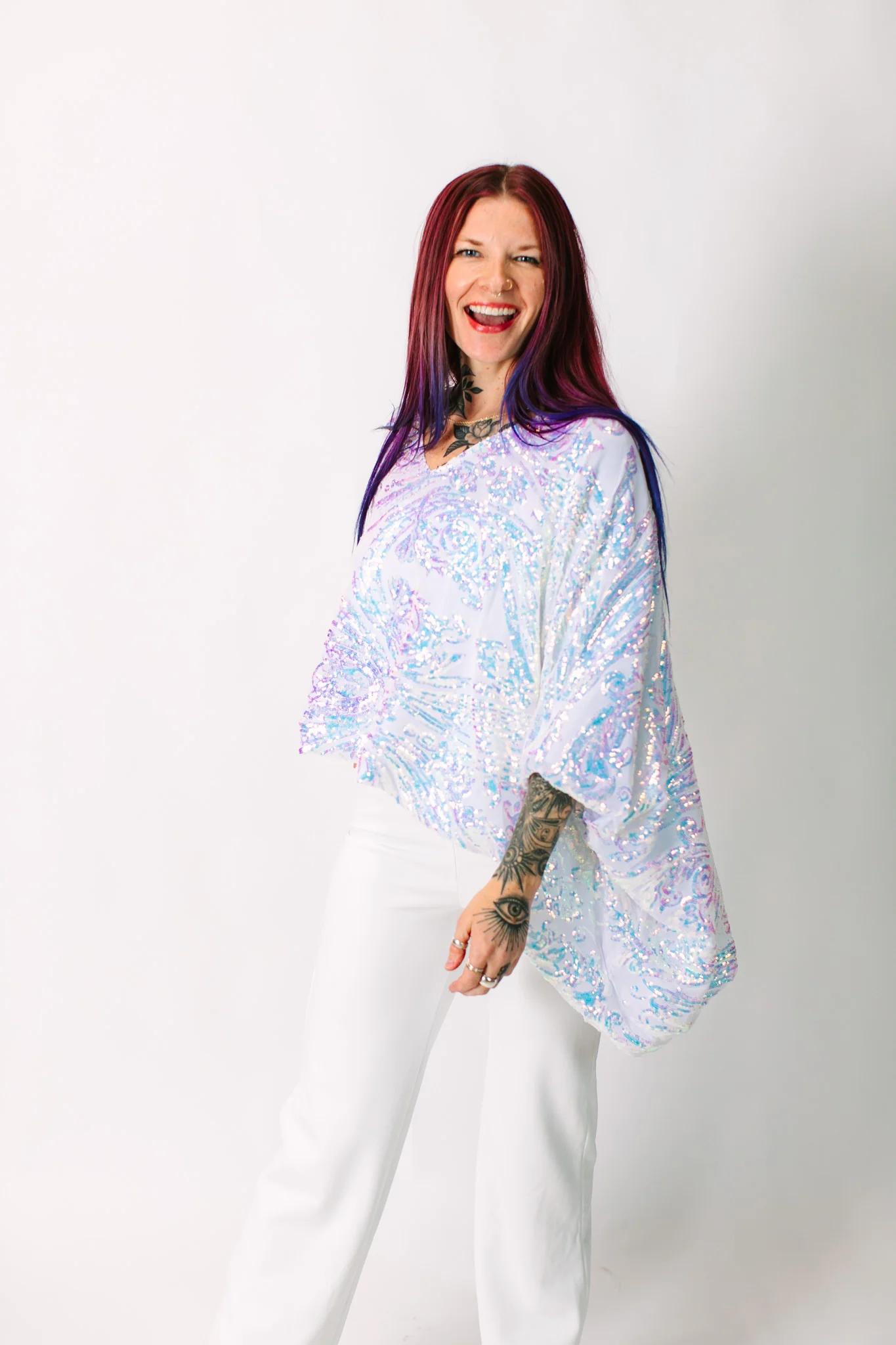 Iridescent Embroidered Sequin Tunic - Satin Lined - Image 10
