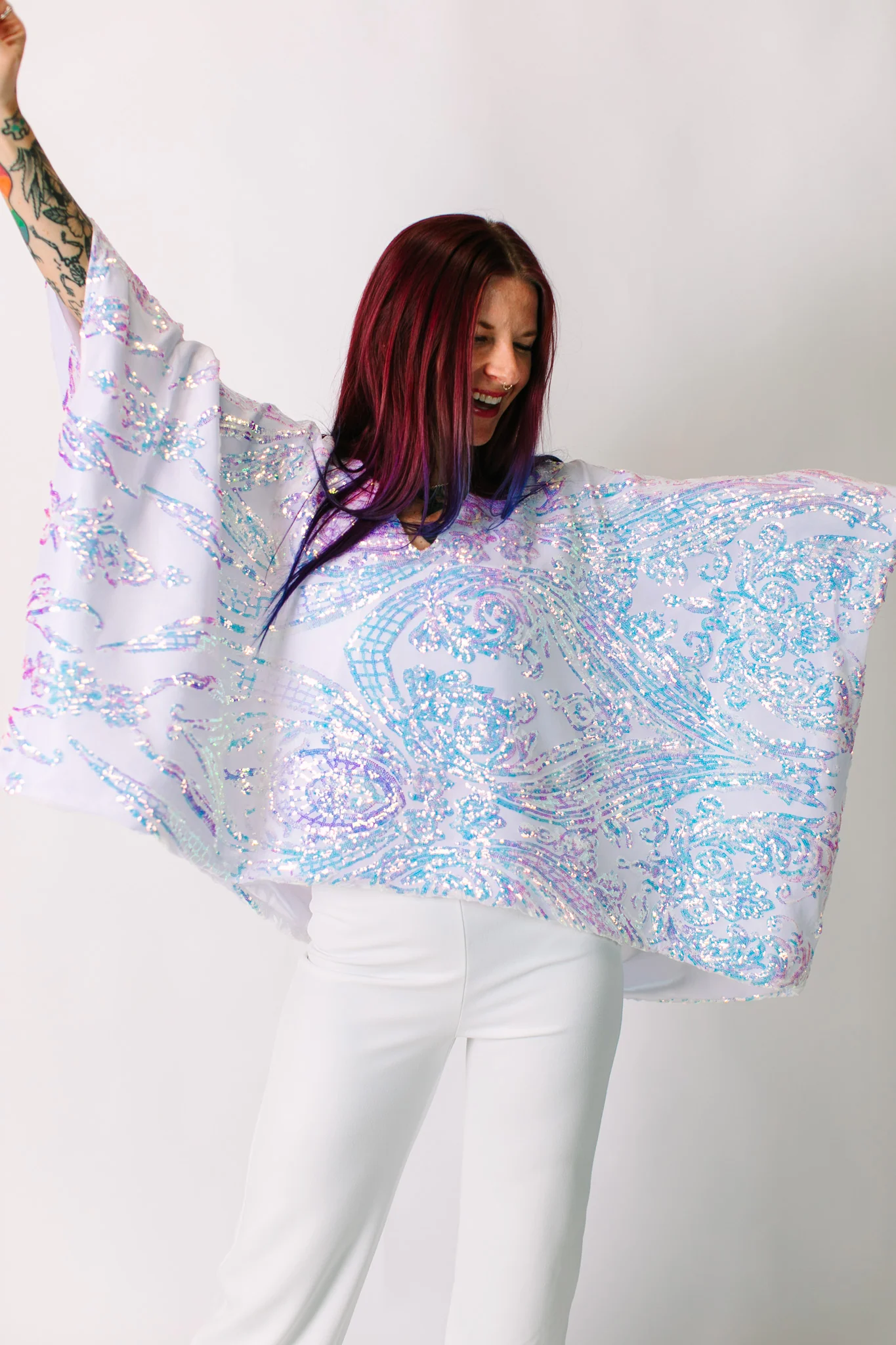 Iridescent Embroidered Sequin Tunic - Satin Lined - Image 11