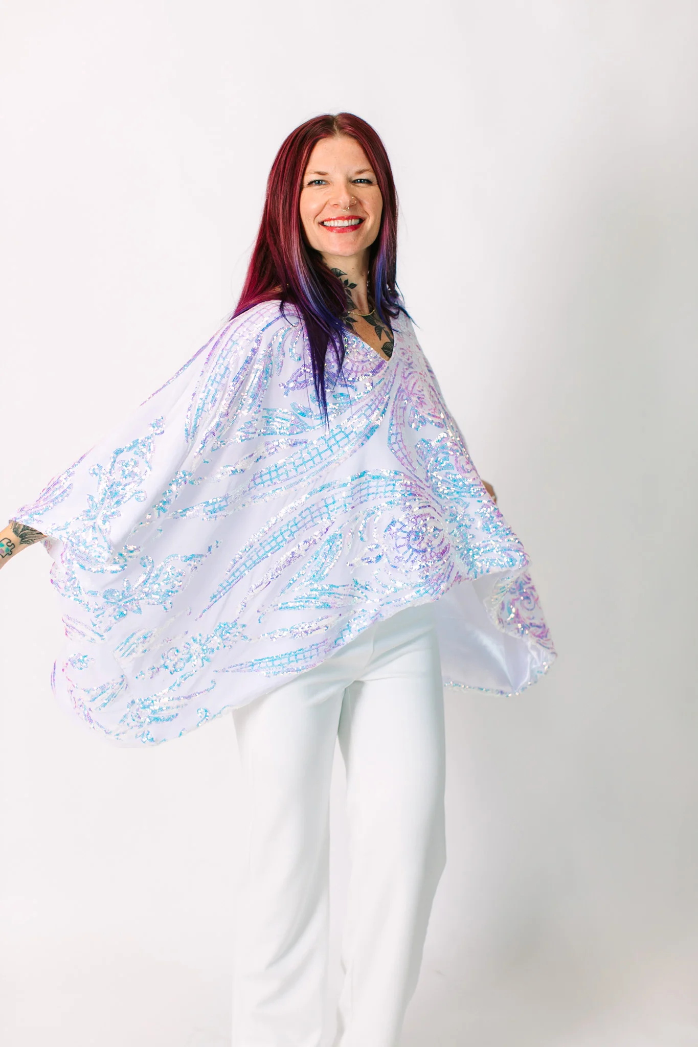 Iridescent Embroidered Sequin Tunic - Satin Lined - Image 12