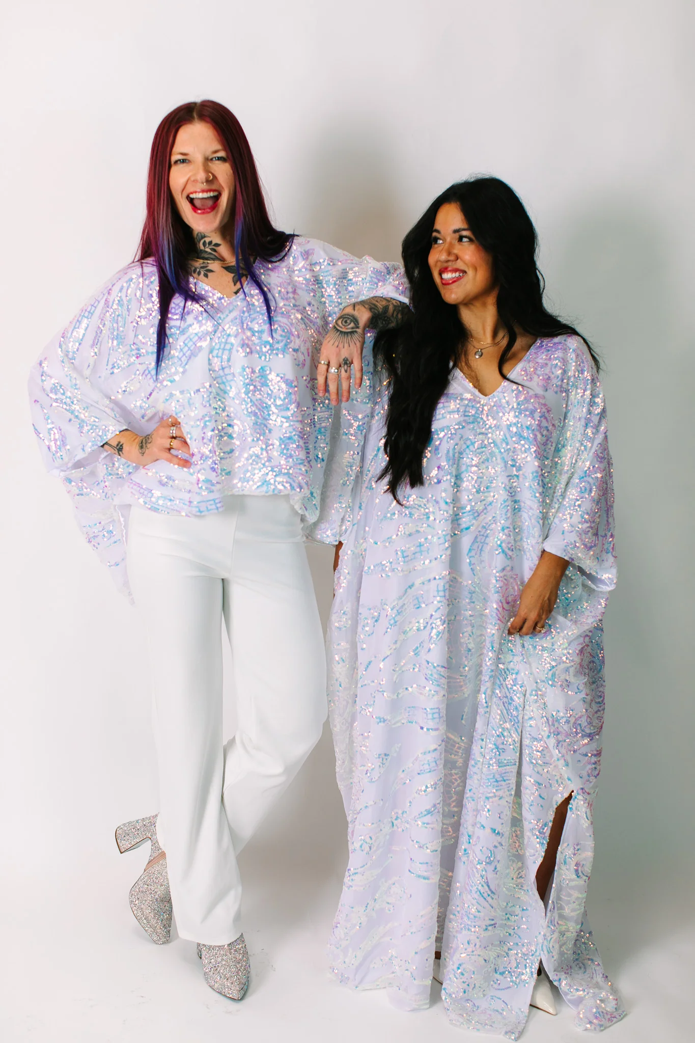 Iridescent Embroidered Sequin Tunic - Satin Lined - Image 2