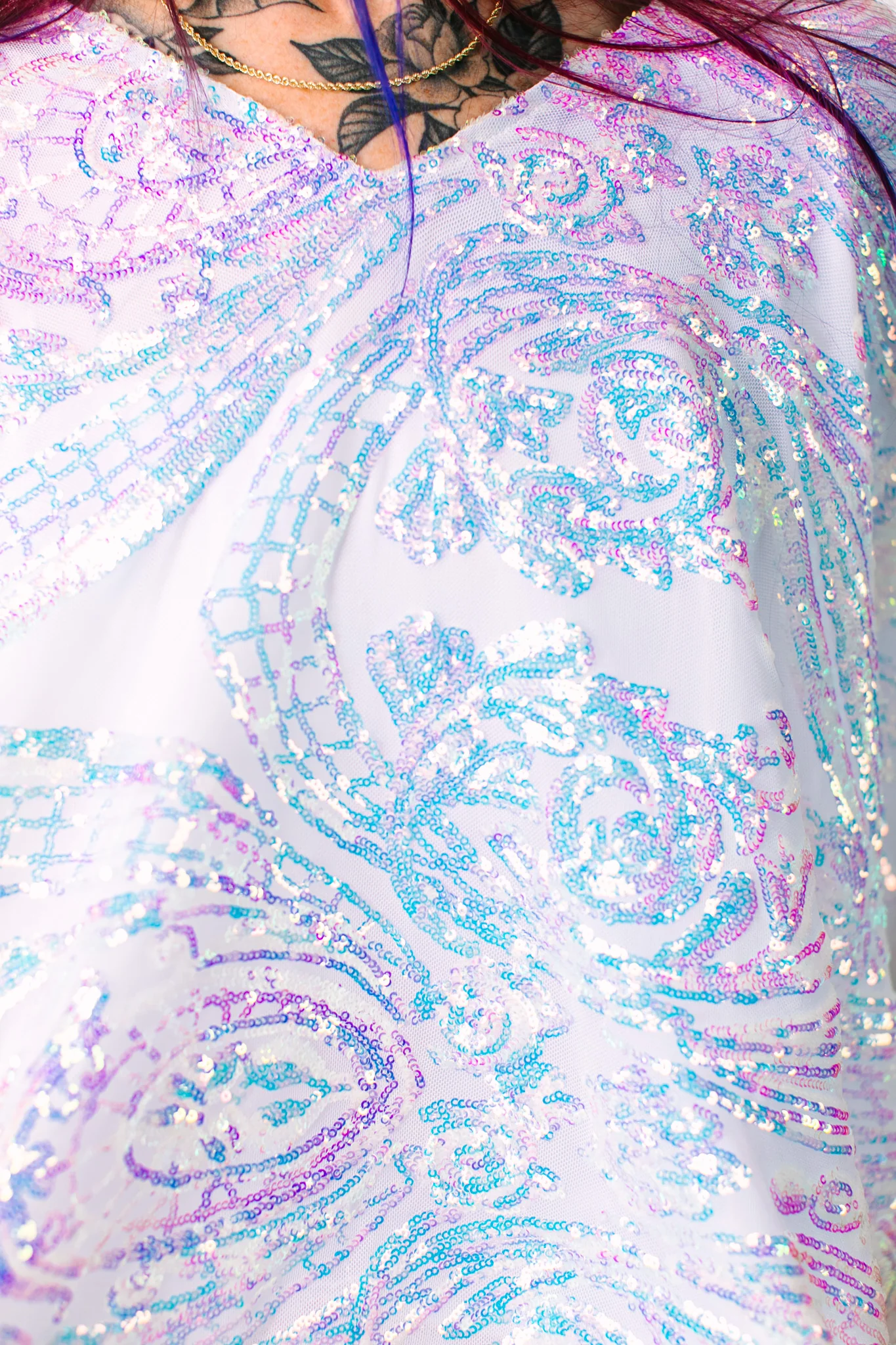 Iridescent Embroidered Sequin Tunic - Satin Lined - Image 3
