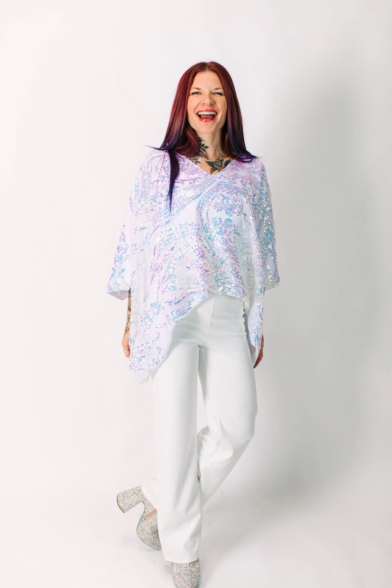 Iridescent Embroidered Sequin Tunic - Satin Lined - Image 6