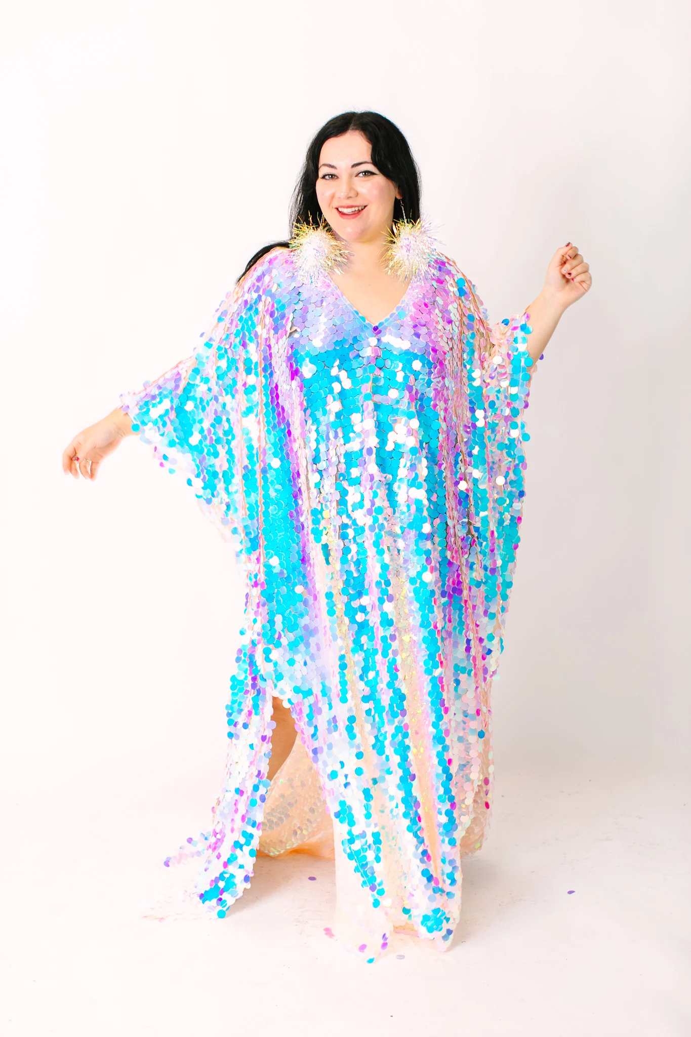 Iridescent Paillette Long Caftan