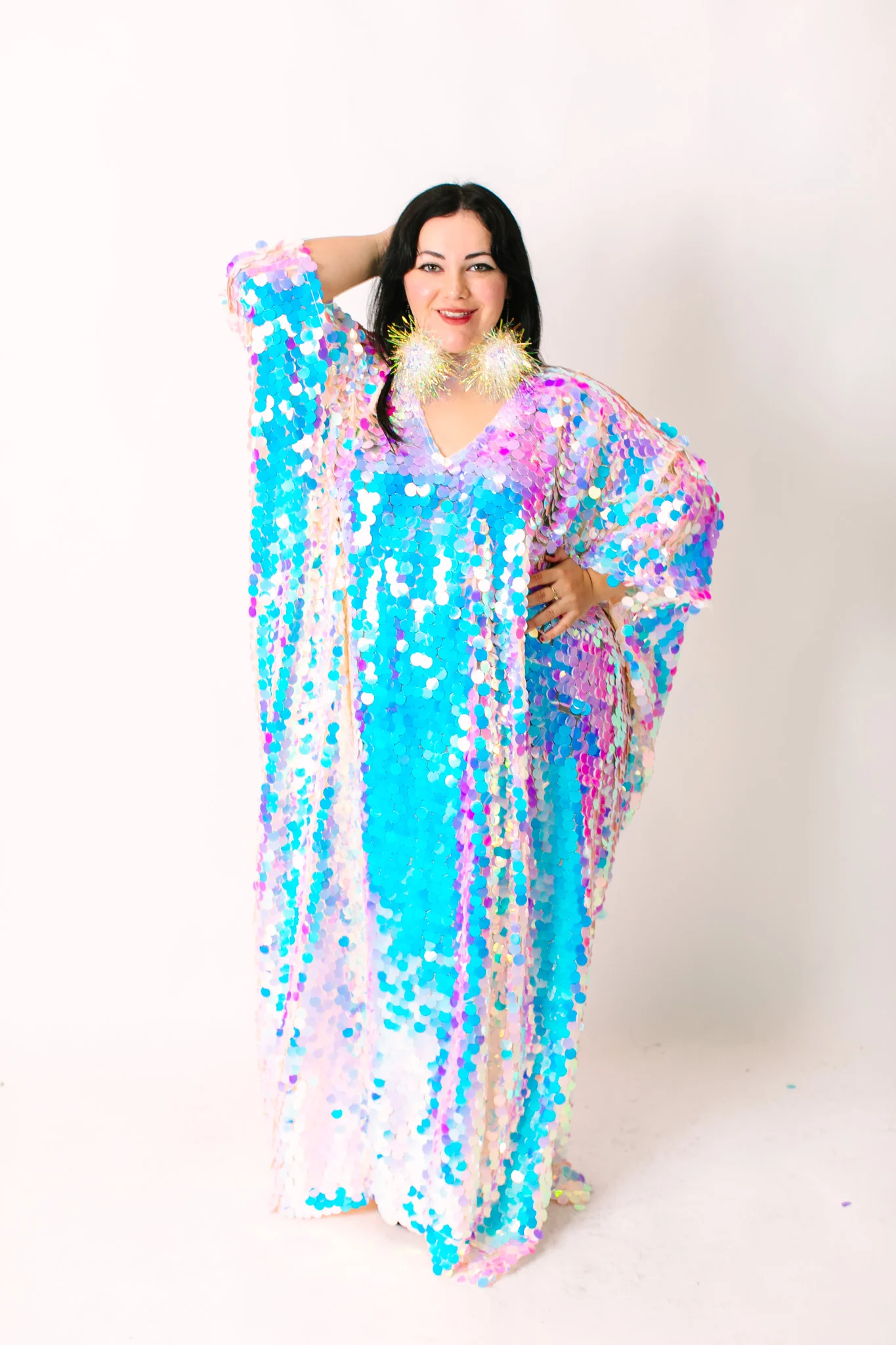 Iridescent Paillette Long Caftan - Image 9