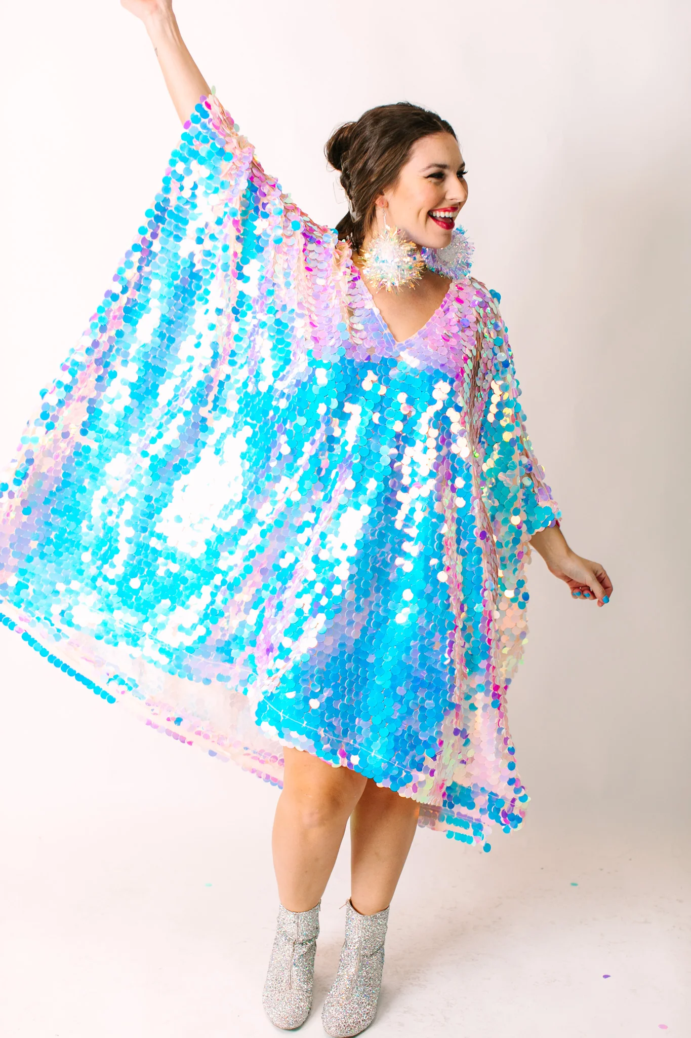 Iridescent Paillette Short Caftan
