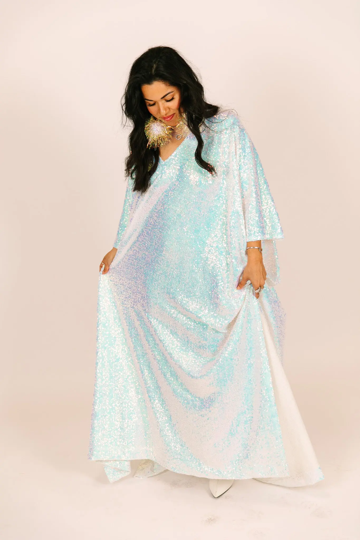 Iridescent Sequin Long Caftan - Image 4