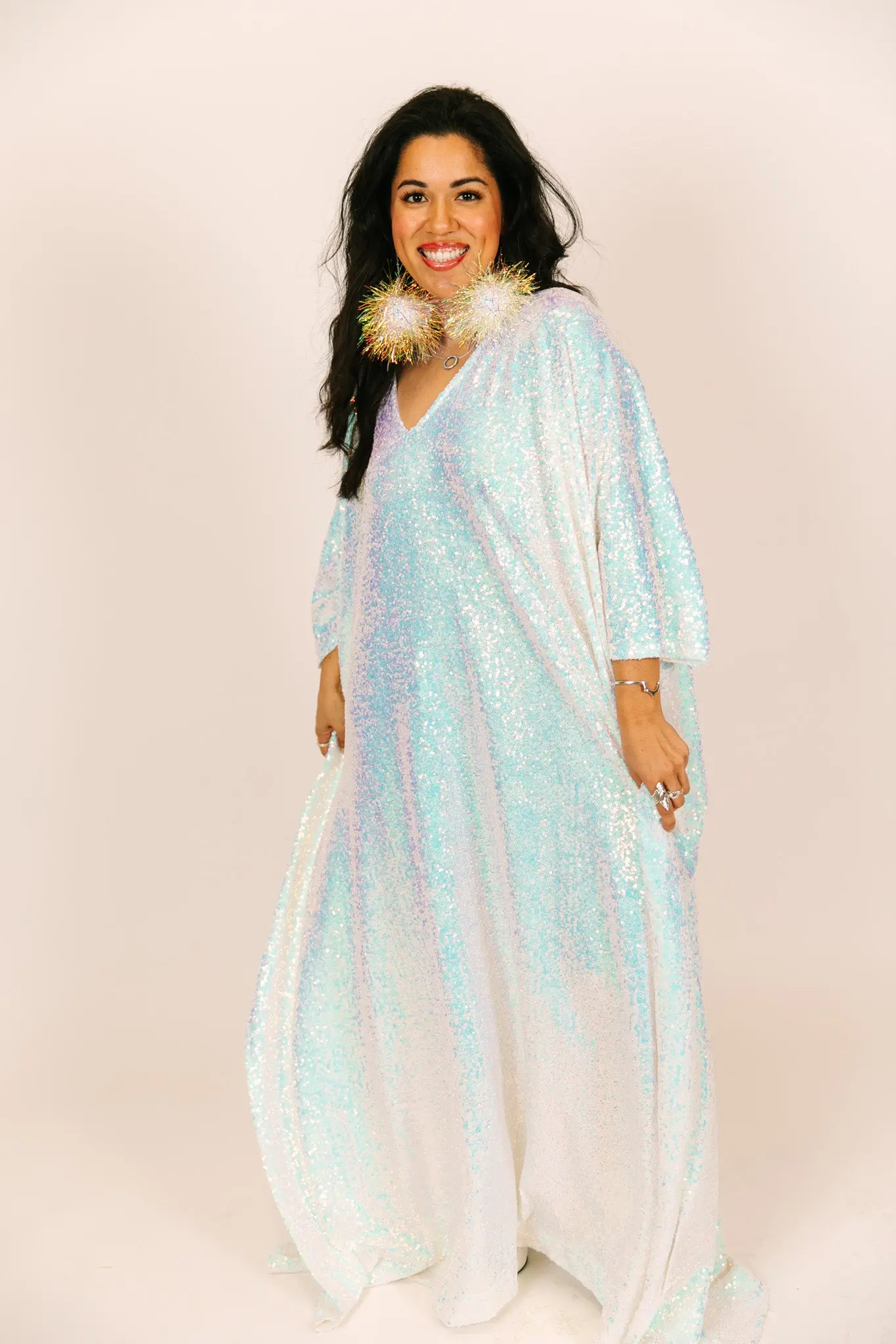 Iridescent Sequin Long Caftan - Image 7