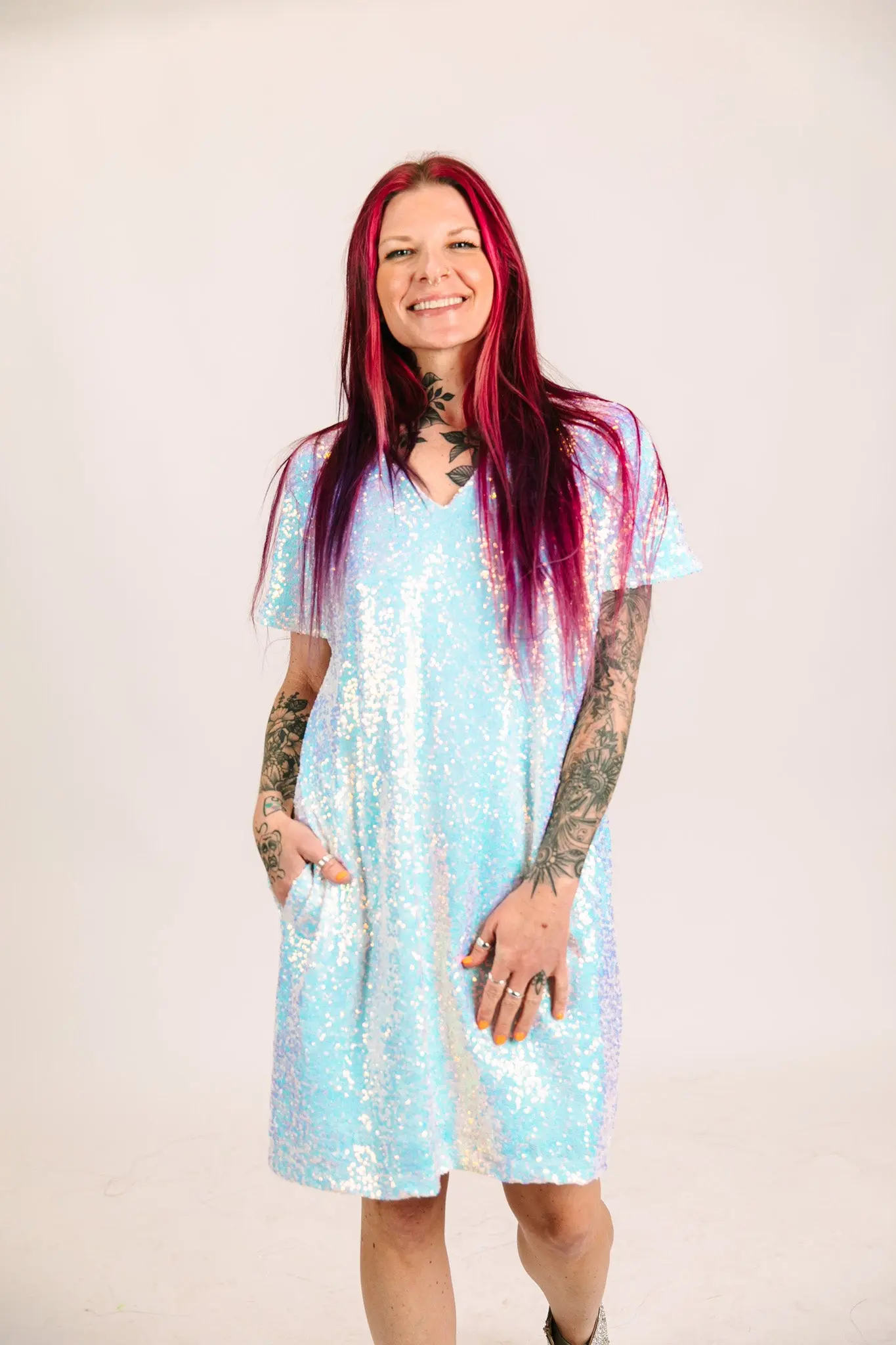 Iridescent Sequin V-Neck Dress - Image 10