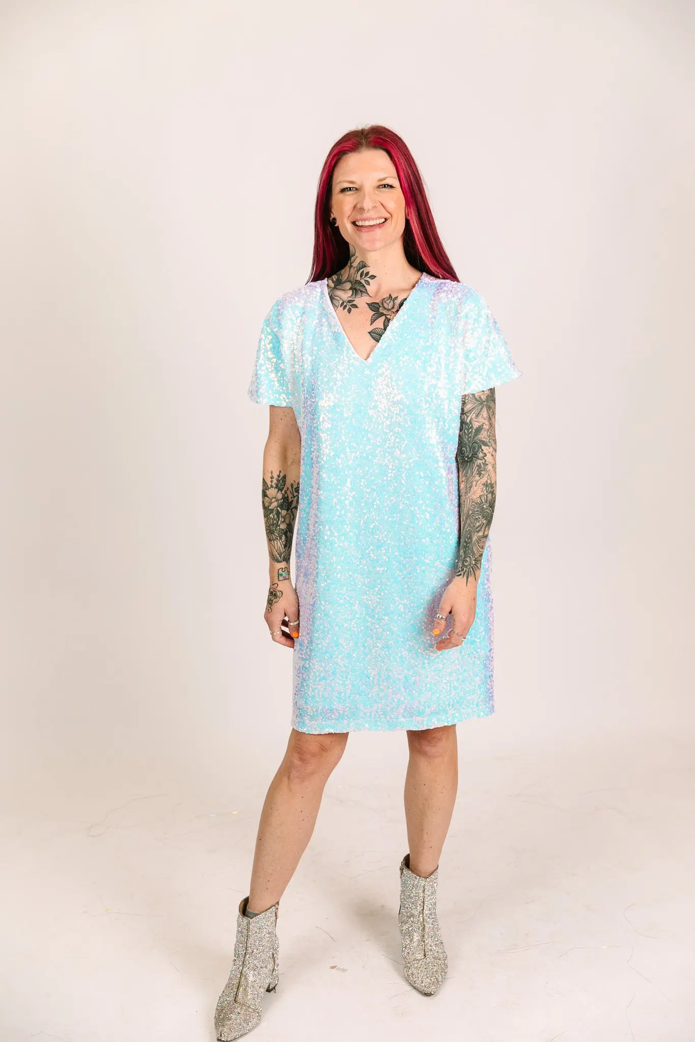 Iridescent Sequin V-Neck Dress - Image 12