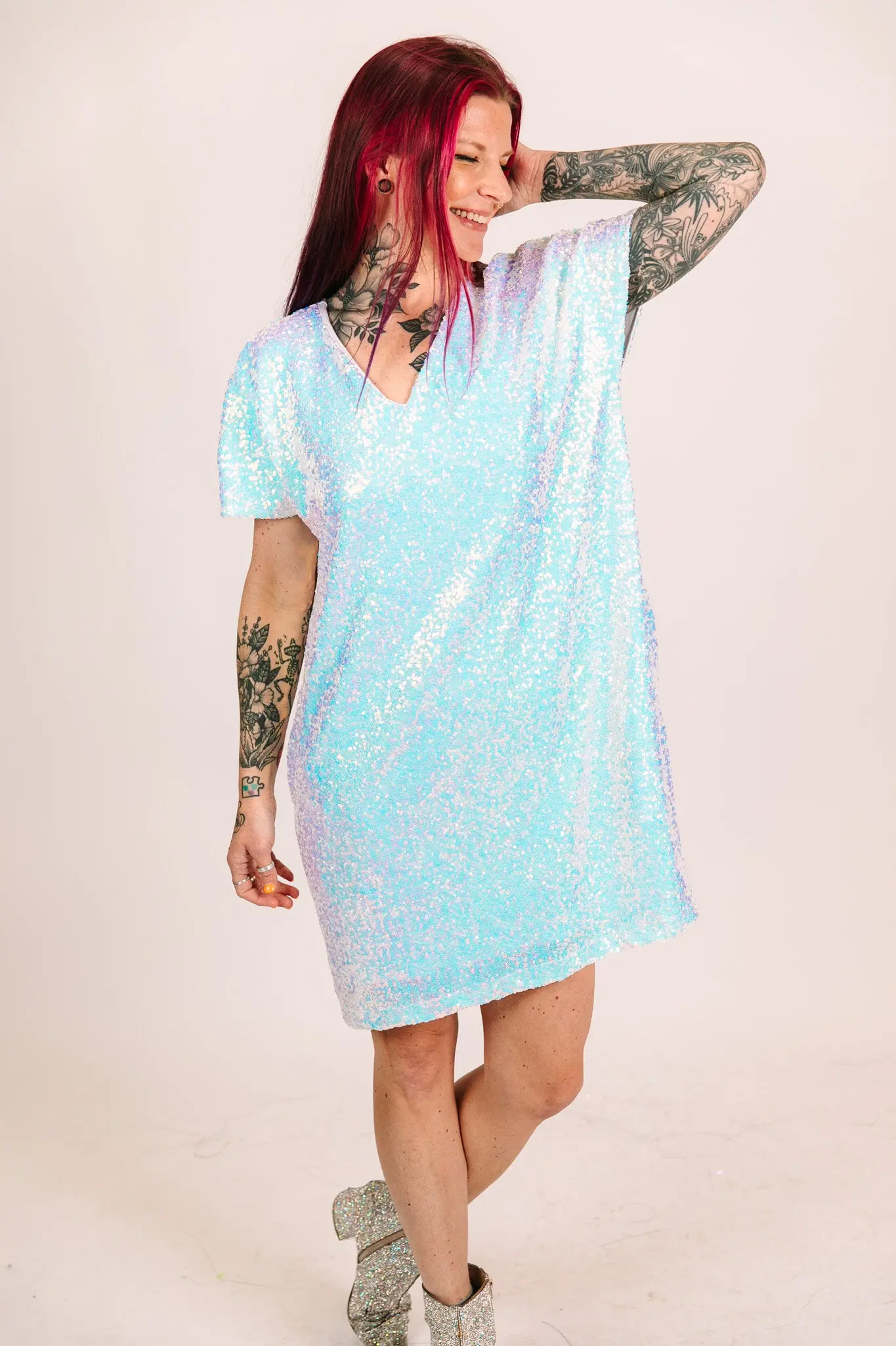Iridescent Sequin V-Neck Dress - Image 3