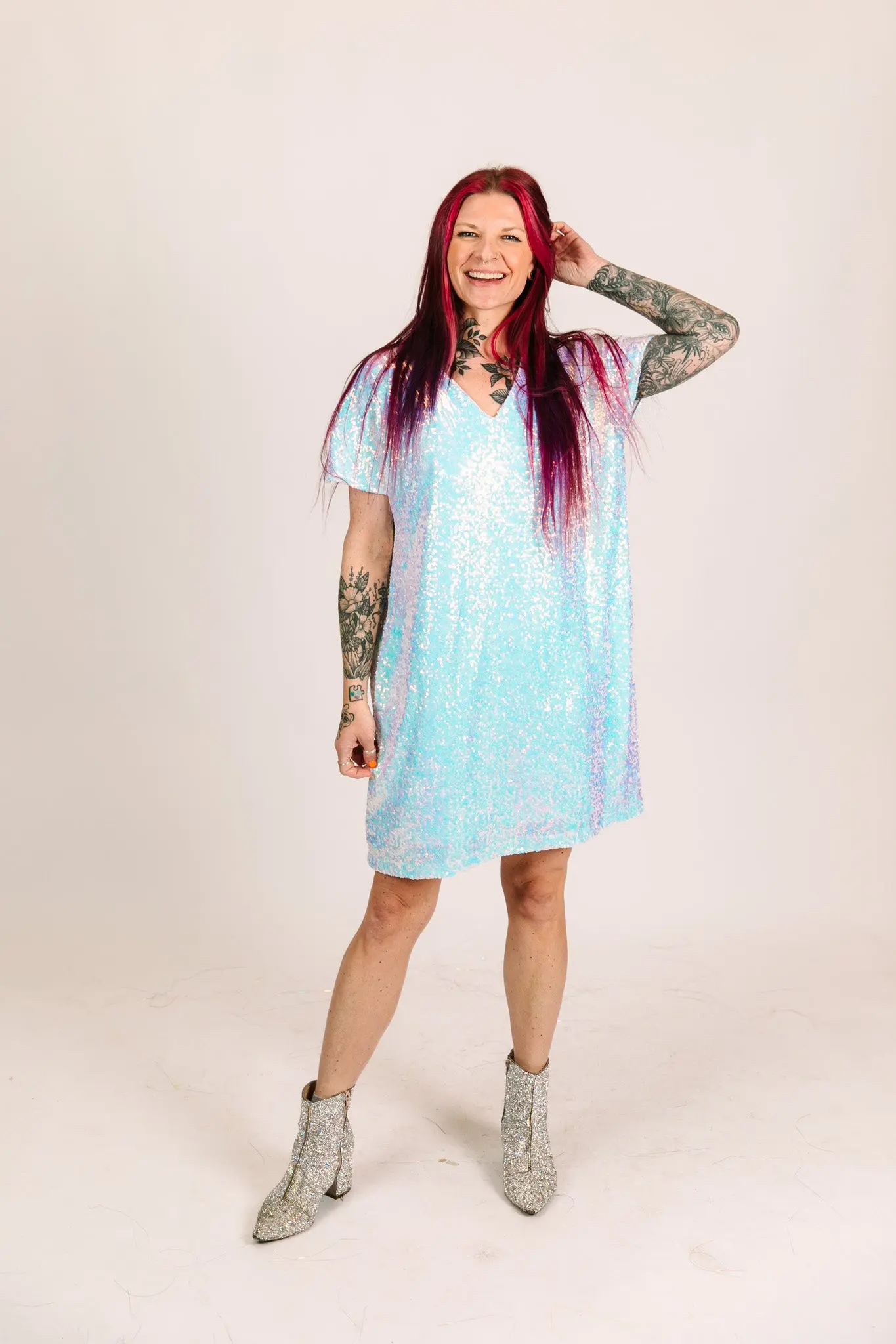 Iridescent Sequin V-Neck Dress - Image 5